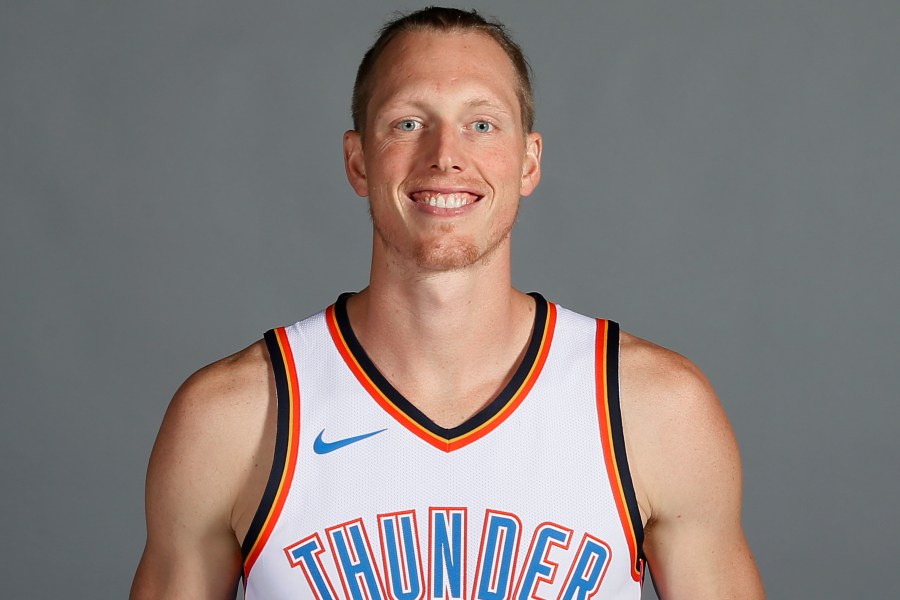 FILE - Oklahoma City Thunder forward Kyle Singler is pictured during an NBA basketball media day in Oklahoma City, Monday, Sept. 25, 2017. (AP Photo/Sue Ogrocki)