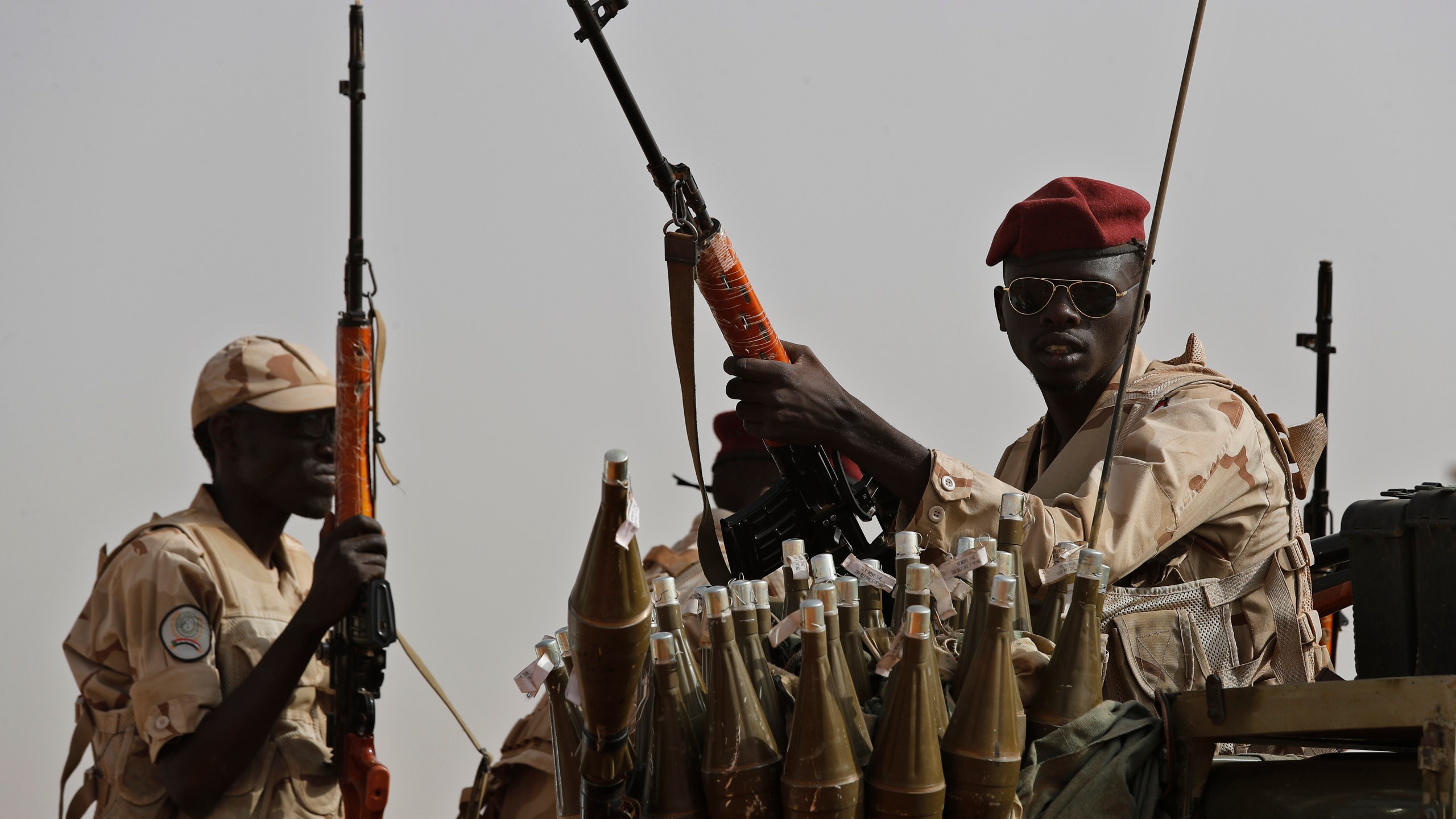 FILE - Sudanese soldiers from the Rapid Support Forces unit secure the area in the East Nile province, Sudan, on June 22, 2019. (AP Photo/Hussein Malla, File)