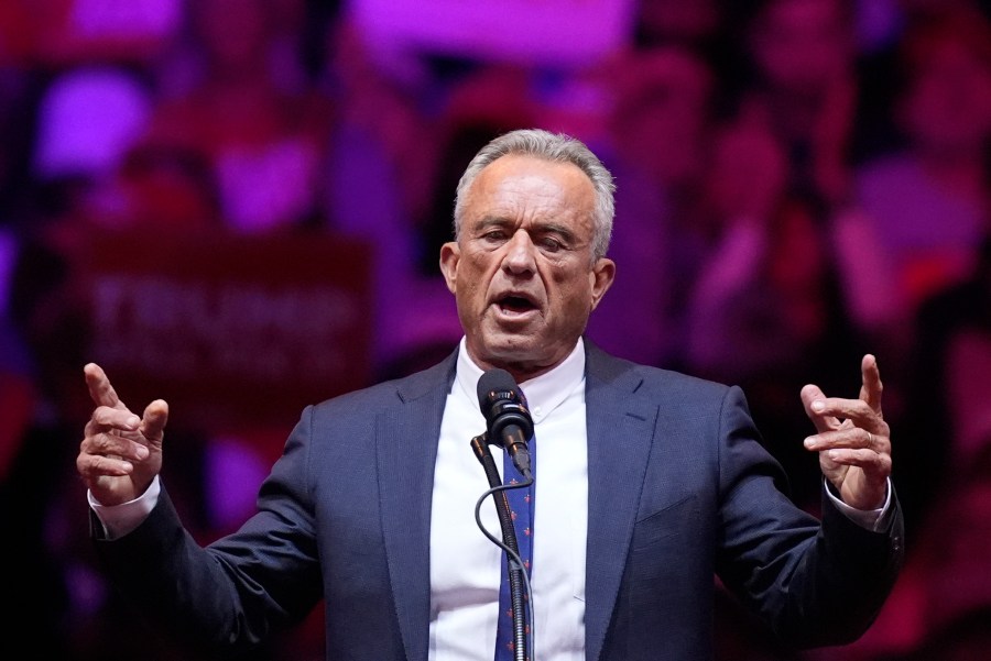 FILE - Robert F. Kennedy Jr., speaks before Republican presidential nominee former President Donald Trump at a campaign rally at Madison Square Garden, Oct. 27, 2024, in New York. (AP Photo/Evan Vucci, File)