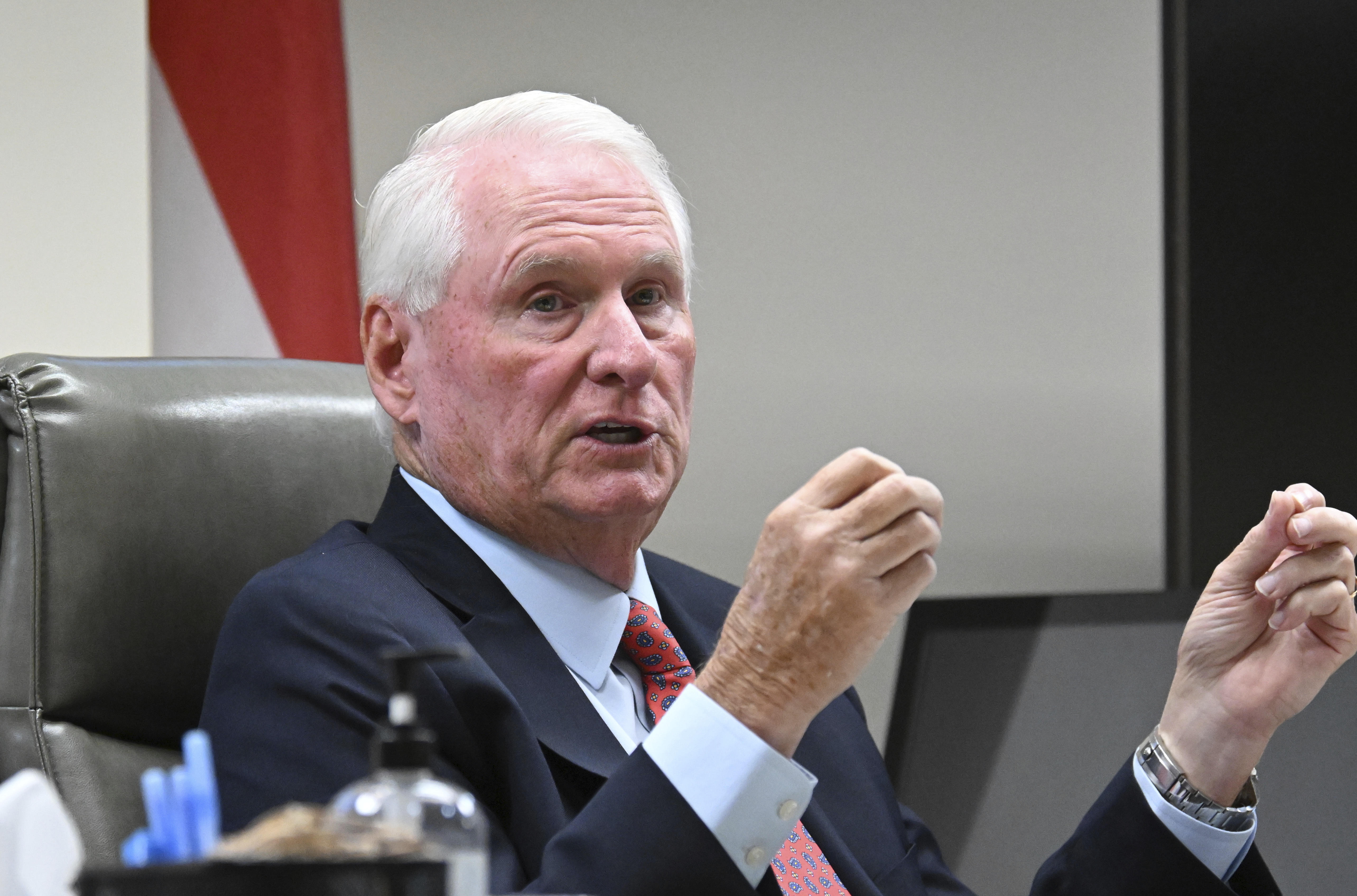 Superior Court Judge H. Patrick Haggard speaks during a hearing of Jose Ibarra at Athens-Clarke County Superior Court, Tuesday, Nov. 12, 2024, in Athens, Ga. (Hyosub Shin/Atlanta Journal-Constitution via AP)