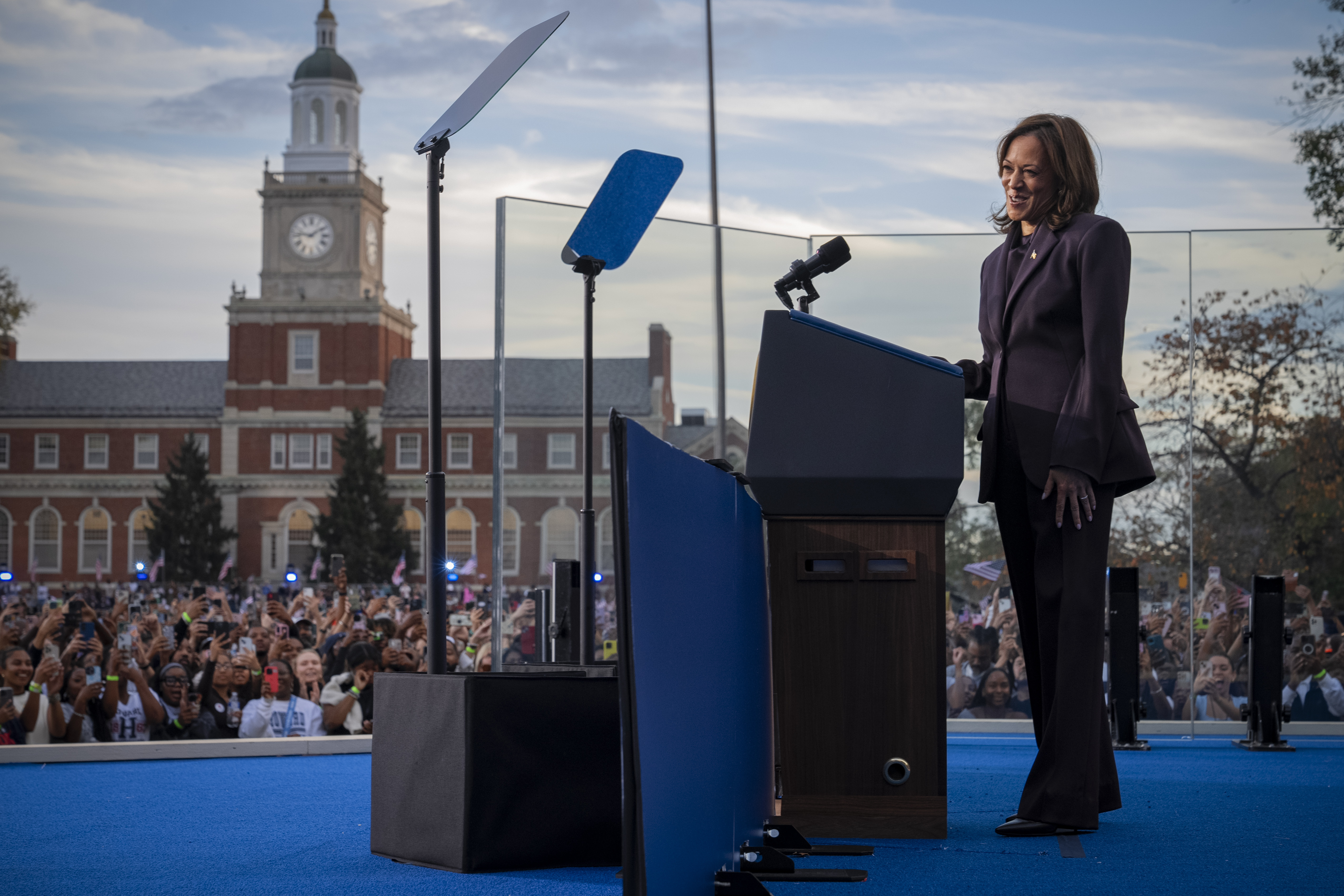 Democratic presidential nominee Vice President Kamala Harris delivers a concession speech for the 2024 Presidential election, Wednesday, Nov. 6, 2024, on the campus of Howard University in Washington. (AP Photo/Jacquelyn Martin)