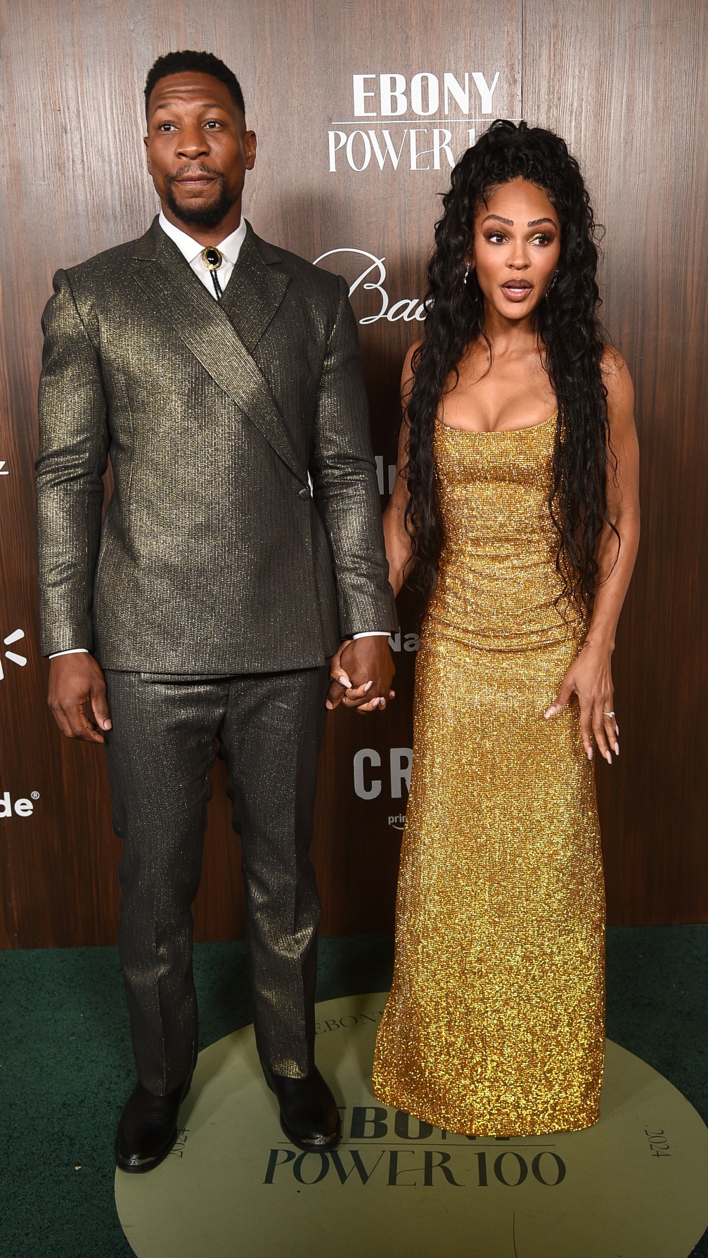 Jonathan Majors, left, and Meagan Good arrive at EBONY Power 100 on Sunday, Nov. 17, 2024, at nya studios WEST in Los Angeles. (Photo by Richard Shotwell/Invision/AP)