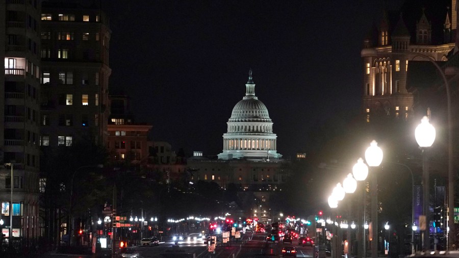 FILE - The U.S. Capitol is viewed looking east from Freedom Plaza Jan. 23, 2022, in Washington. (AP Photo/Mariam Zuhaib, File)