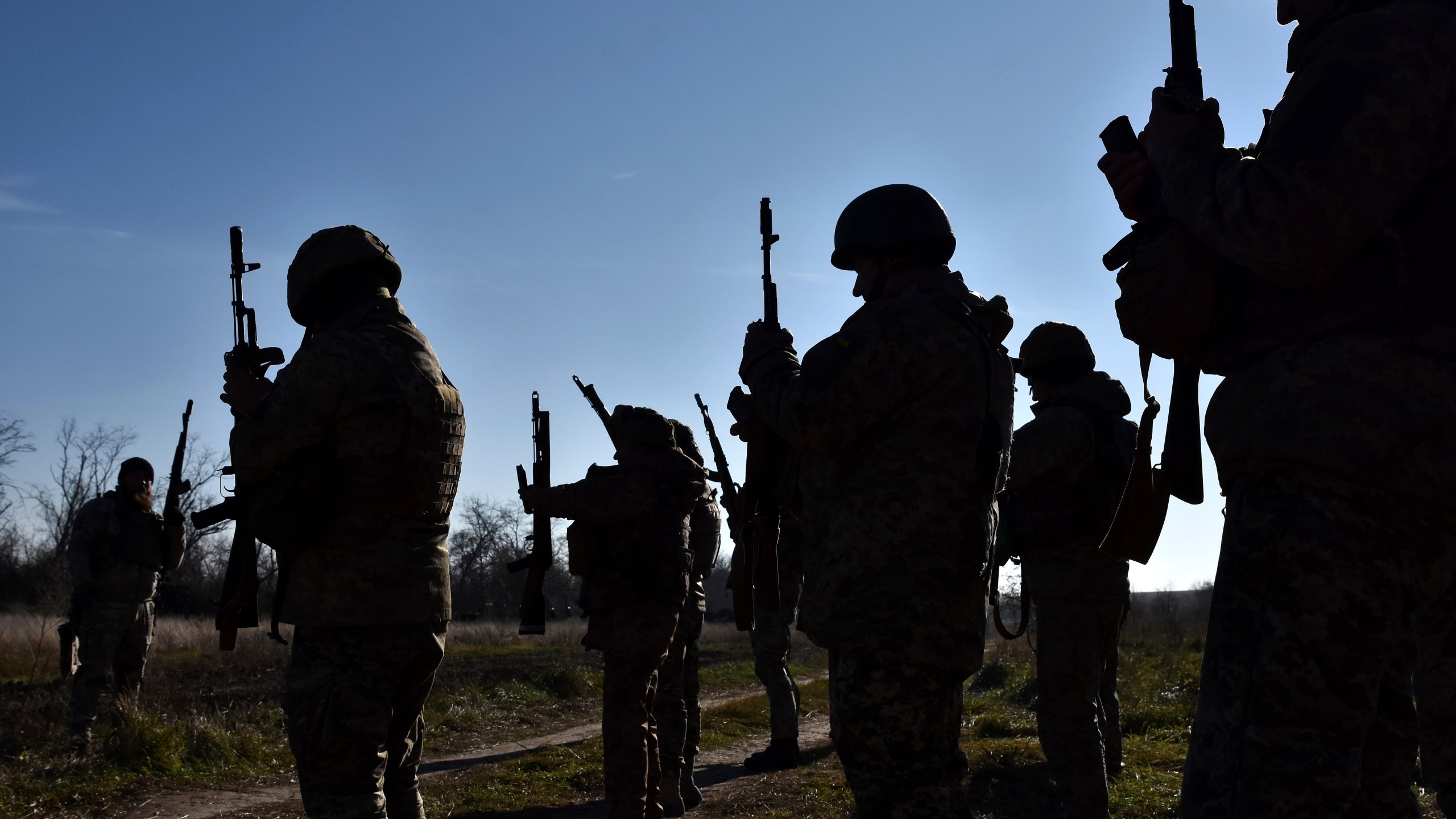 In this photo provided by the Ukraine's 65th Mechanised Brigade press service on Nov. 19, 2024, Ukrainian soldiers attend a training in Zaporizhzhia region, Ukraine. (Andriy Andriyenko/Ukraine's 65th Mechanised Brigade via AP)