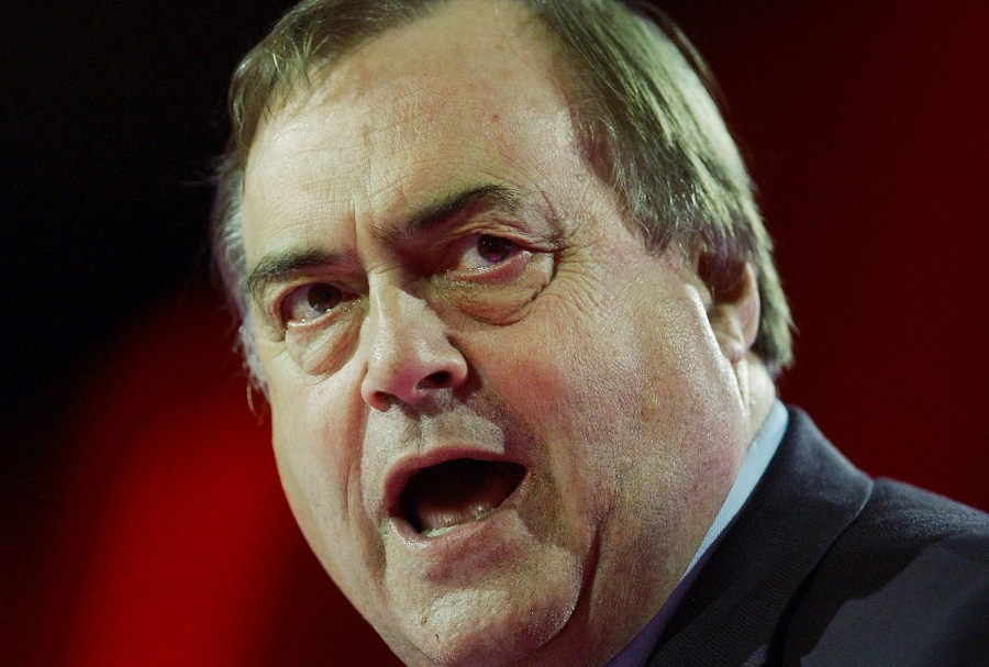 FILE -Britain's Deputy Prime Minister John Prescott as he speaks to delegates at the Labour Party annual conference in Brighton, England, Sept. 26, 2004. (AP Photo/Richard Lewis, File)