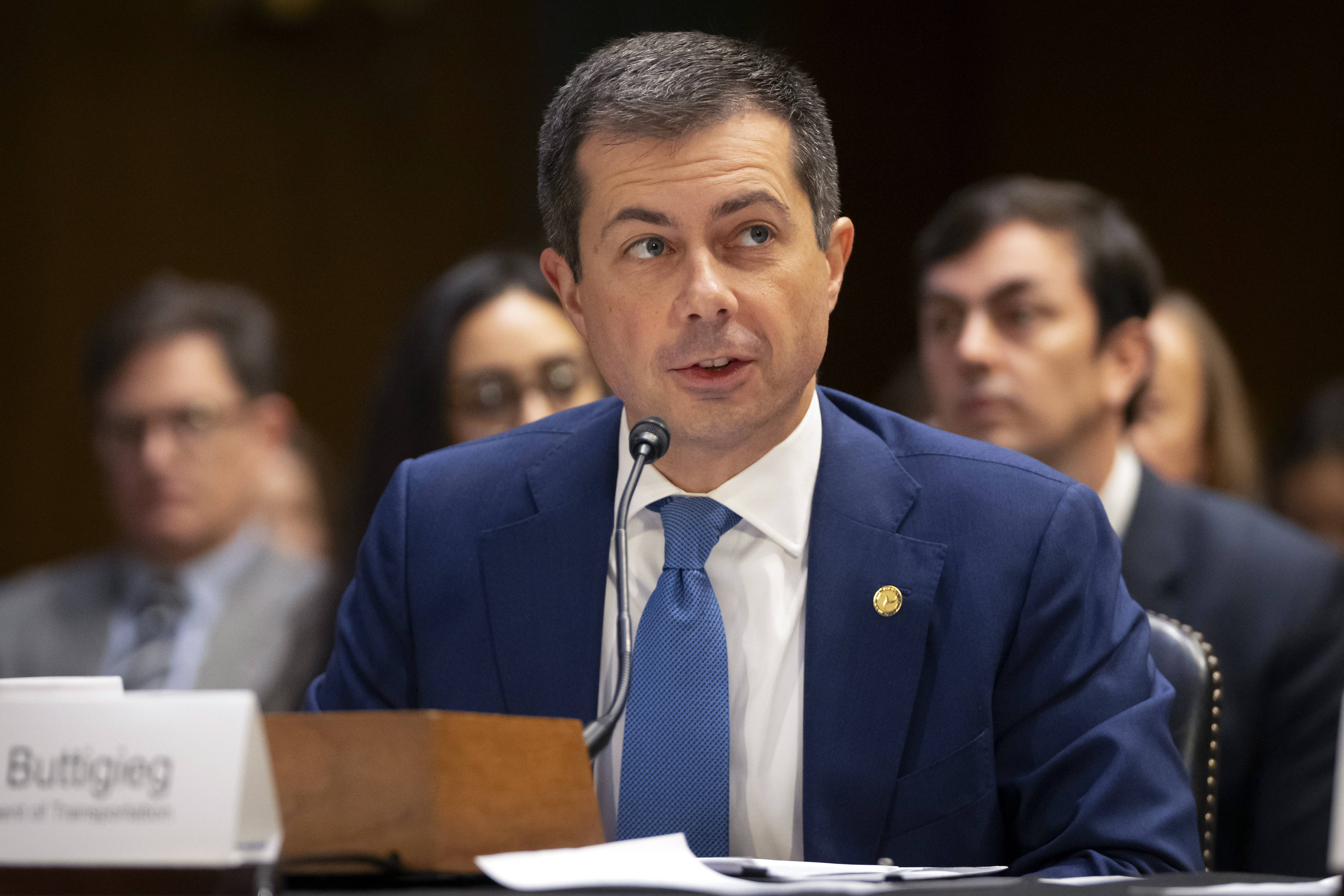 Transportation Secretary Pete Buttigieg appears before the Senate Appropriations Committee on Capitol Hill, Wednesday, Nov. 20, 2024, in Washington. (AP Photo/Mark Schiefelbein)