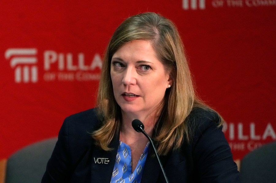 FILE - North Carolina Executive Director of the State Board of Elections Karen Brinson Bell participates in an election forum, Sept. 19, 2024, in Ann Arbor, Mich. (AP Photo/Carlos Osorio, File)