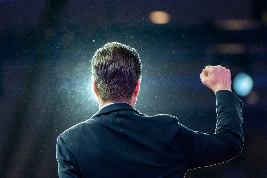 FILE- Rep. Matt Gaetz, R-Fla., speaks during the Conservative Political Action Conference, CPAC 2024, at the National Harbor, in Oxon Hill, Md., Feb. 23, 2024. (AP Photo/Alex Brandon, File)