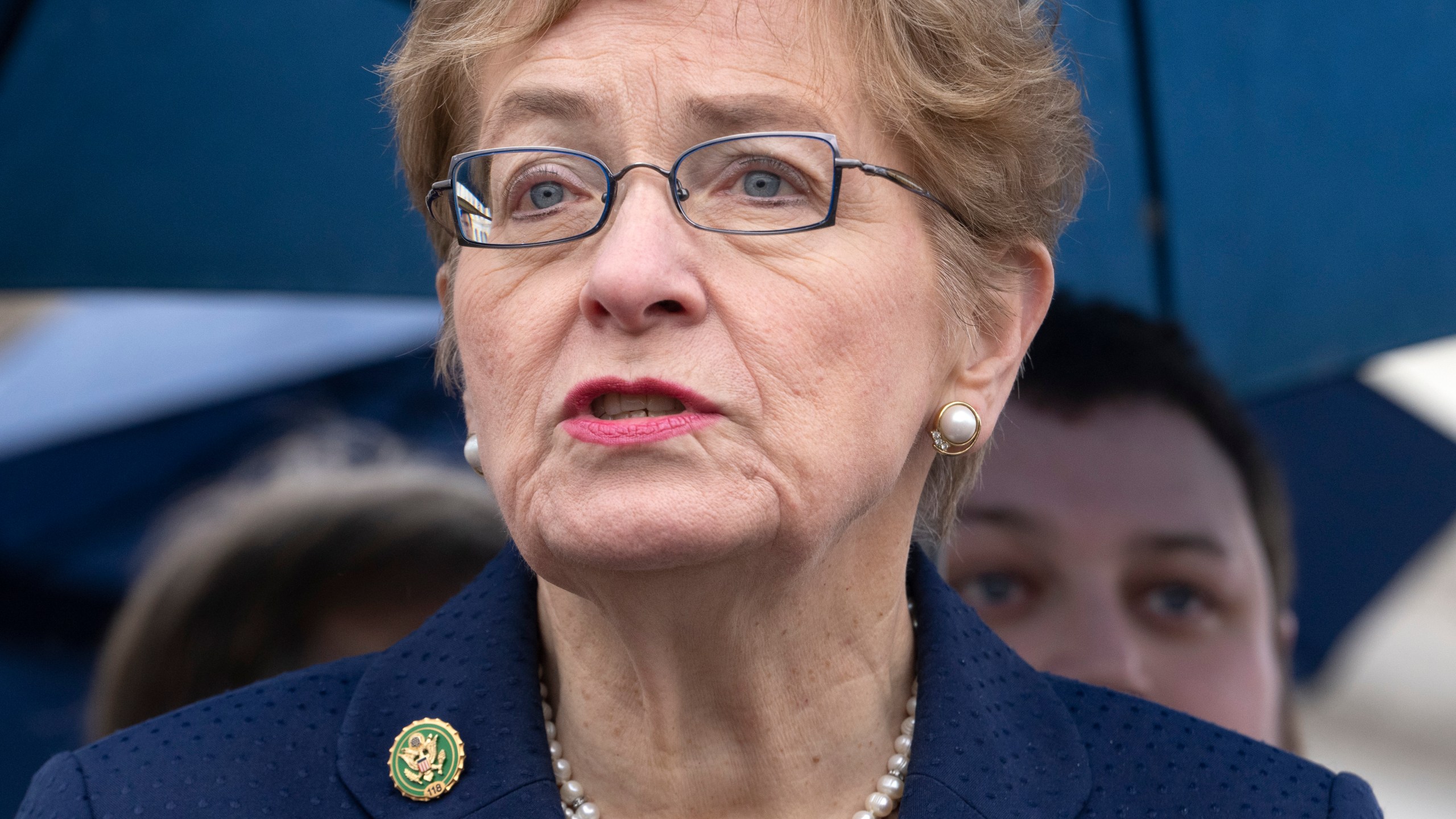 FILE - Rep. Marcy Kaptur, D-Ohio, speaks, Jan. 31, 2023, at a news conference on Capitol Hill in Washington. (AP Photo/Jacquelyn Martin, File)