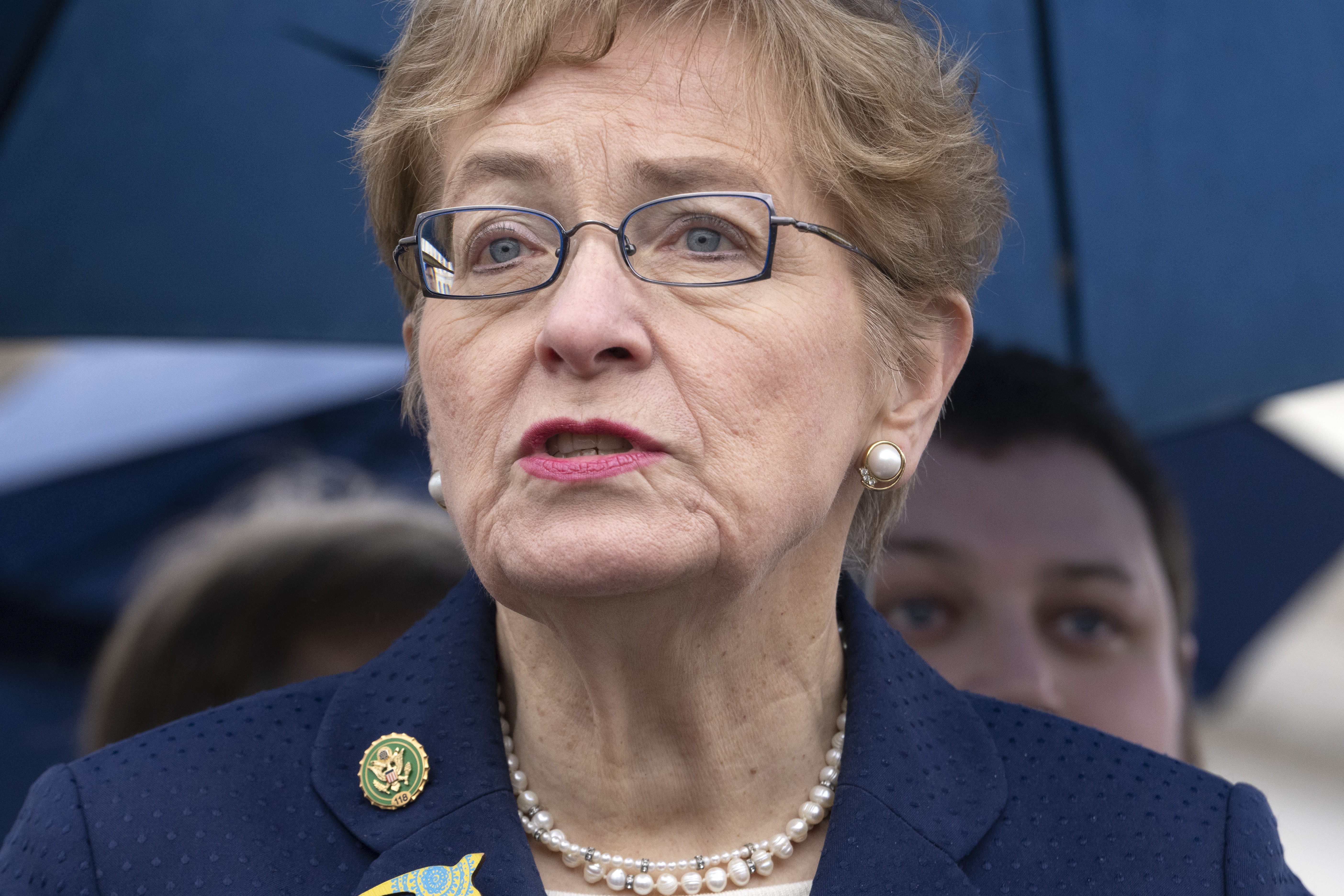 FILE - Rep. Marcy Kaptur, D-Ohio, speaks, Jan. 31, 2023, at a news conference on Capitol Hill in Washington. (AP Photo/Jacquelyn Martin, File)