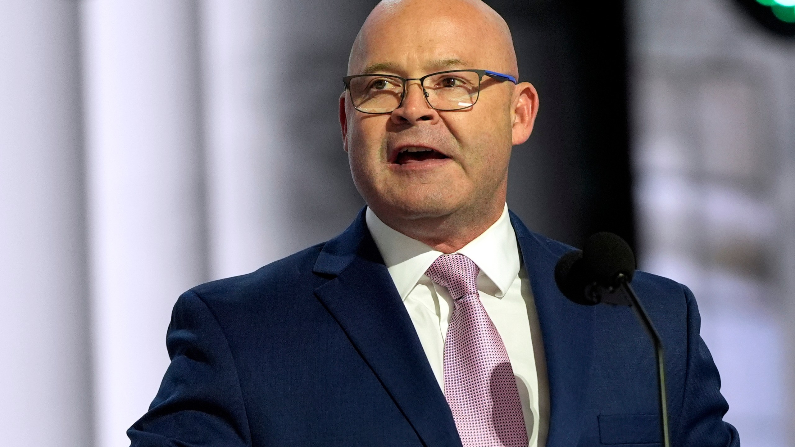 FILE - Sean O'Brien, president of the International Brotherhood of Teamsters, speaks during the Republican National Convention, July 15, 2024, in Milwaukee. (AP Photo/Julia Nikhinson, File)