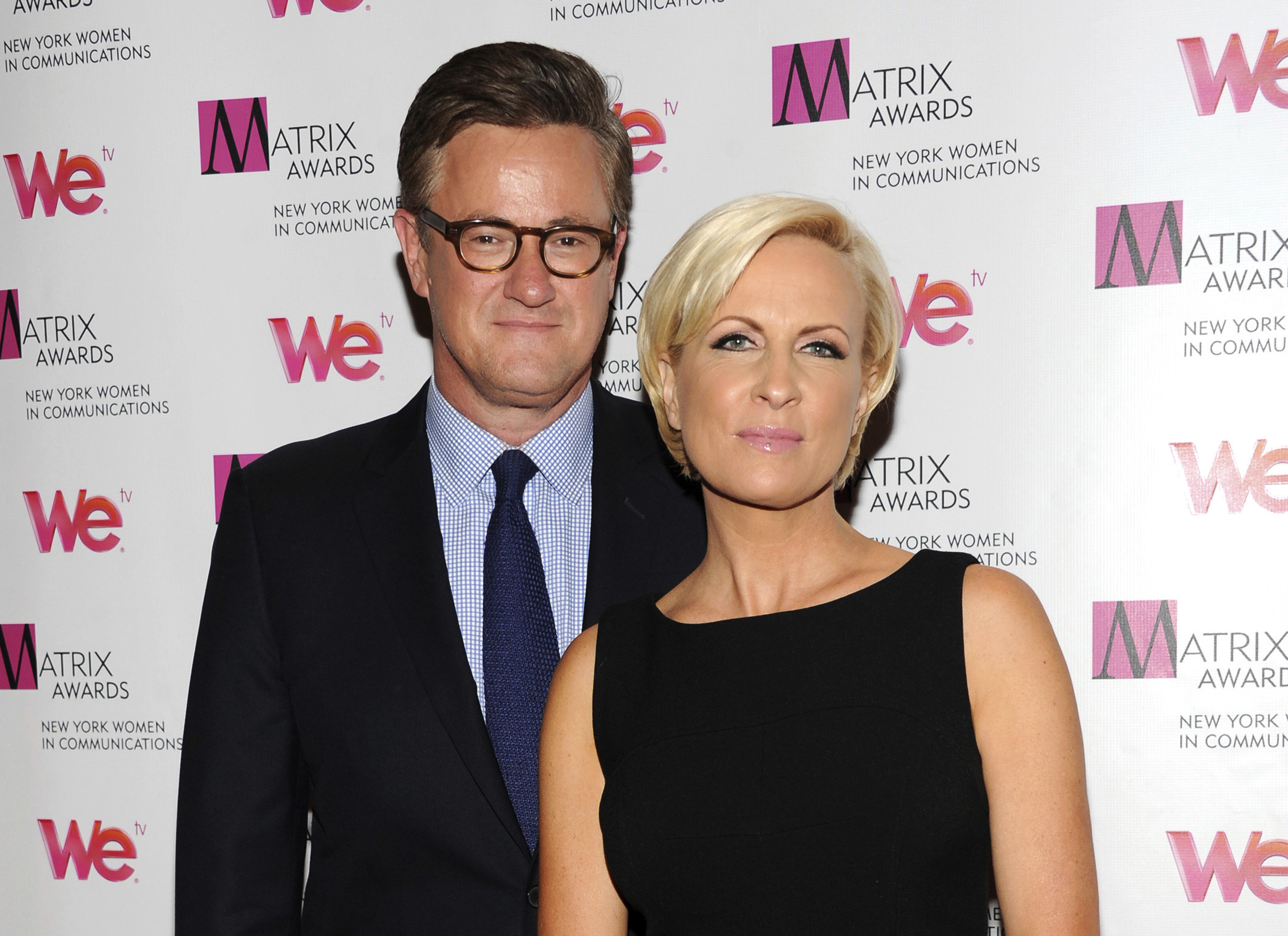 FILE - MSNBC's "Morning Joe" co-hosts Joe Scarborough and Mika Brzezinski, right, attend the 2013 Matrix New York Women in Communications Awards at the Waldorf-Astoria Hotel in New York, April 22, 2013. (Evan Agostini/Invision/AP, File)