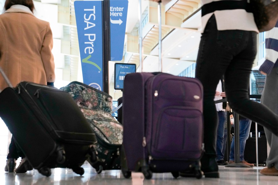 FILE - As the Thanksgiving holiday approaches, travelers walk through Reagan Washington National Airport in Arlington, Va., on Nov. 22, 2023. (AP Photo/Susan Walsh, File)