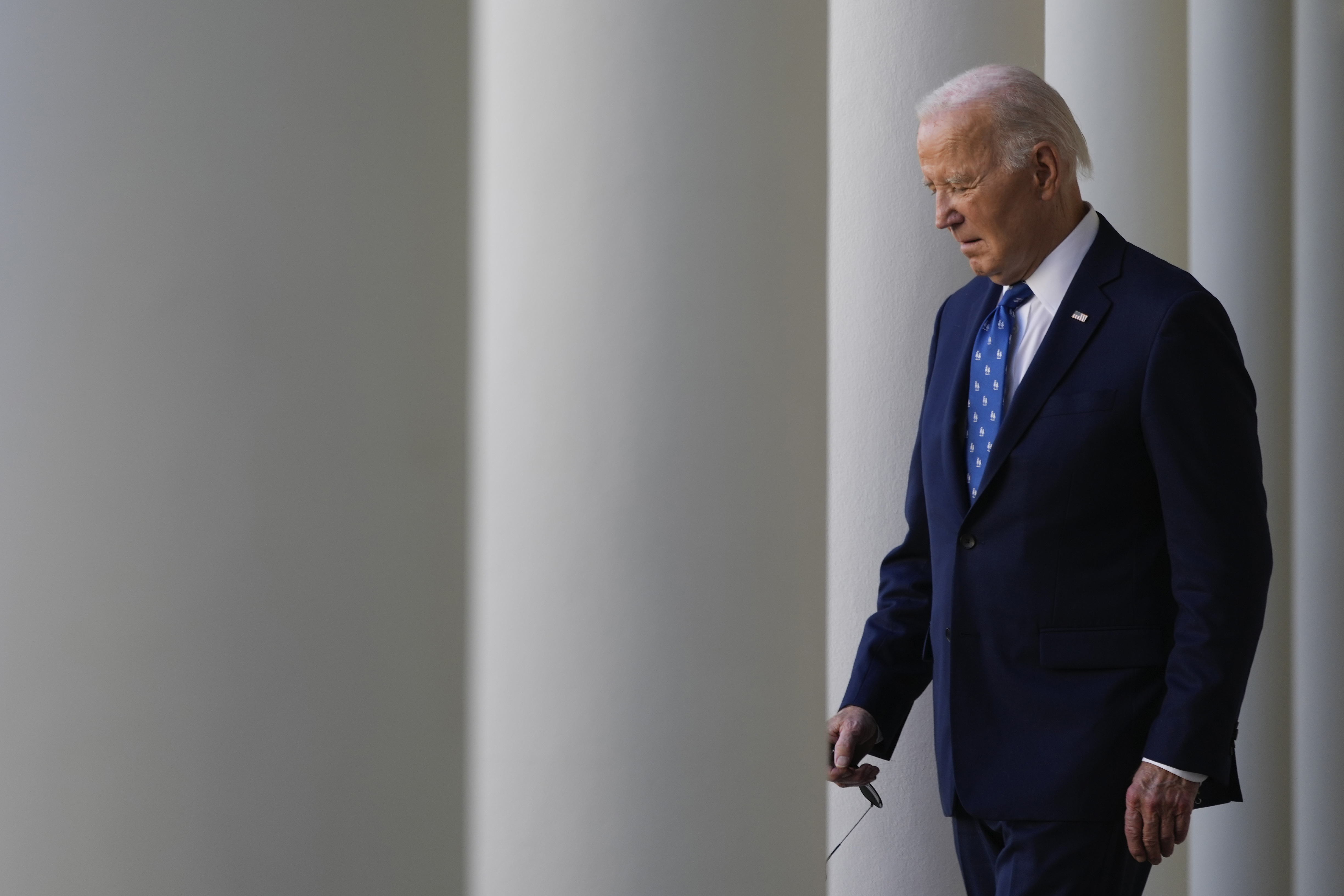 President Joe Biden walks out to speak in the Rose Garden of the White House in Washington Tuesday, Nov. 26, 2024. (AP Photo/Ben Curtis)