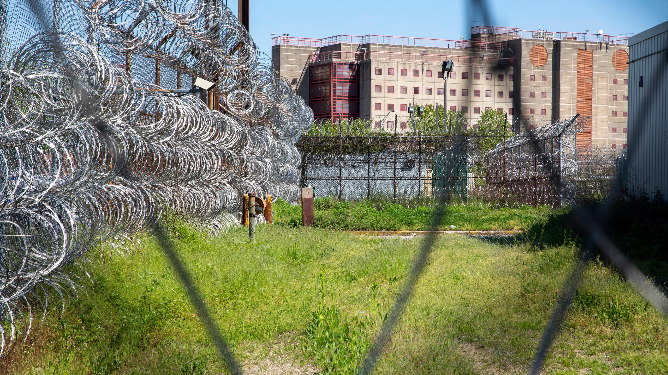 FILE - The Rikers Island jail complex is shown in the Bronx borough of New York, on Tuesday, May 7, 2024. (AP Photo/Ted Shaffrey, File)