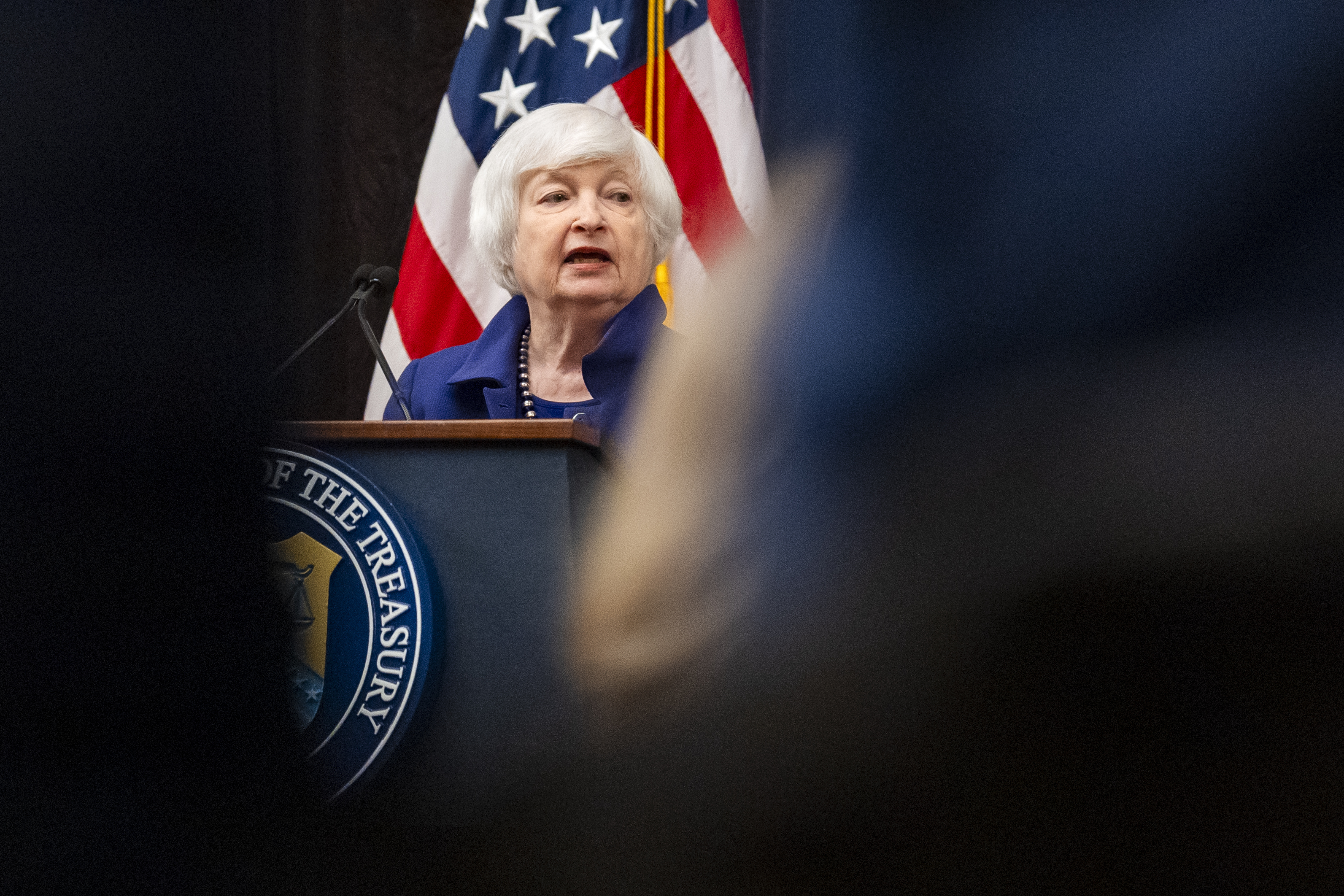 Treasury Secretary Janet Yellen speaks in the Cash Room of the Treasury Department during an event for the anniversary of the Community Development Financial Institutions Fund, Thursday, Nov. 21, 2024, in Washington. (AP Photo/Jacquelyn Martin)