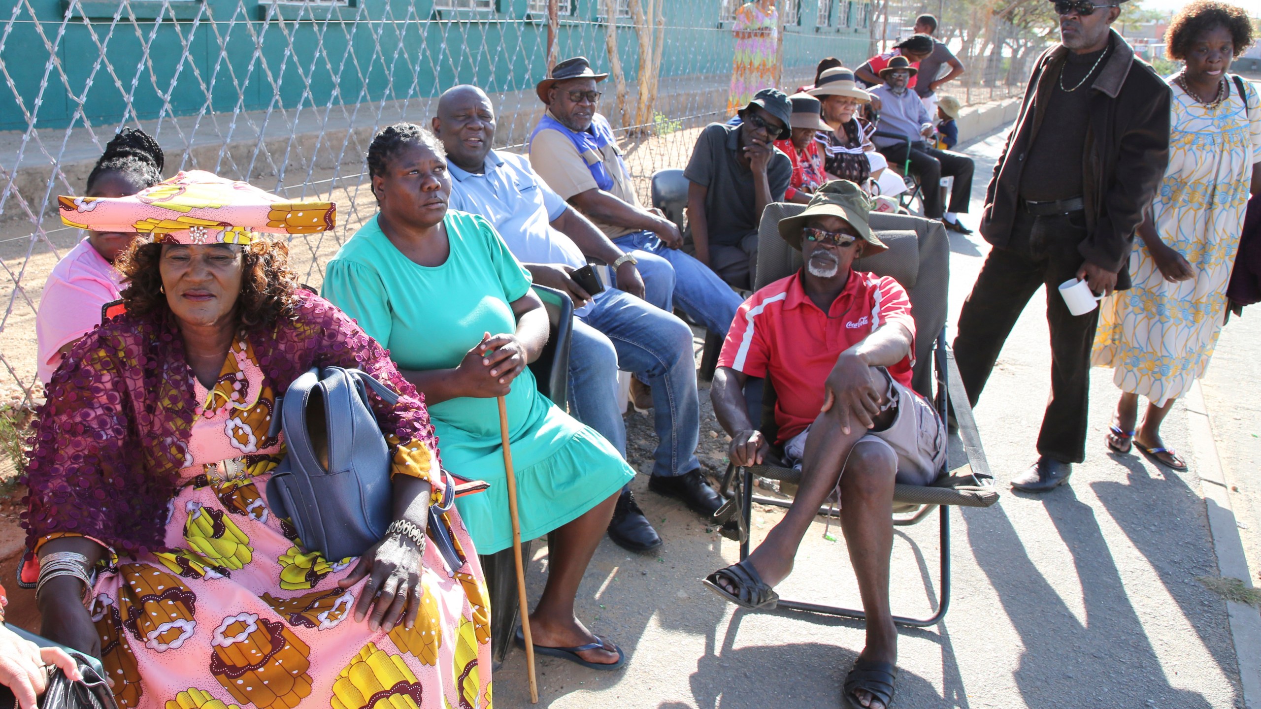 Namibians queue to cast their votes in a presidential election in Windhoek, Namibia Wednesday, Nov. 27, 2024. (AP Photo/Dirk Heinrich)