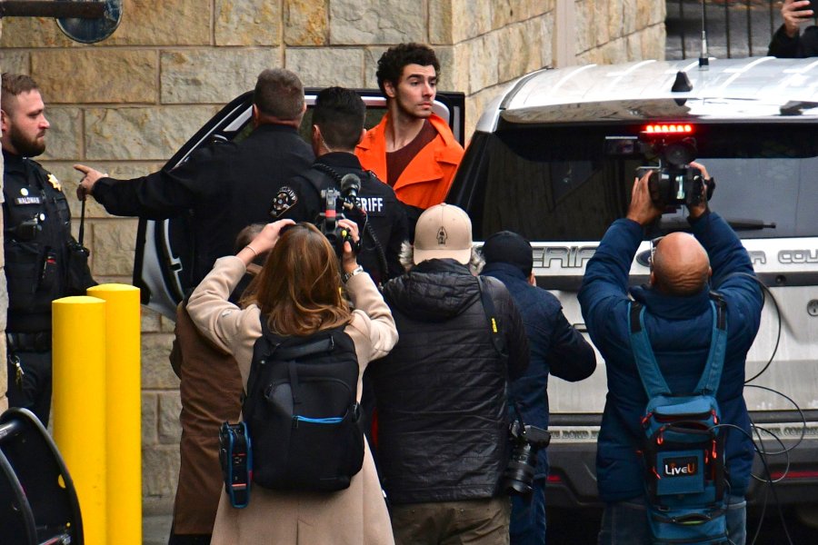 Suspect Luigi Mangione is taken into the Blair County Courthouse on Tuesday, Dec. 10, 2024, in Hollidaysburg, Pa. (Janet Klingbeil via AP)