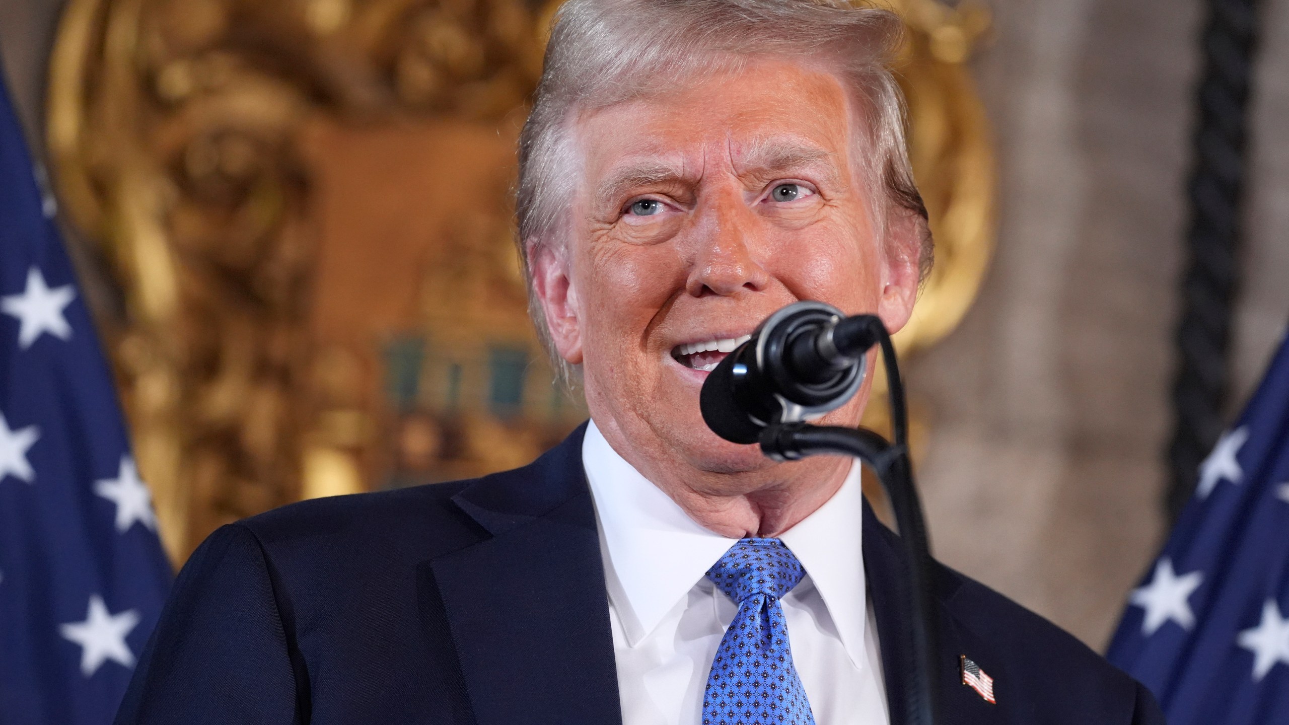 President-elect Donald Trump speaks during a news conference at Mar-a-Lago, Monday, Dec. 16, 2024, in Palm Beach, Fla. (AP Photo/Evan Vucci)