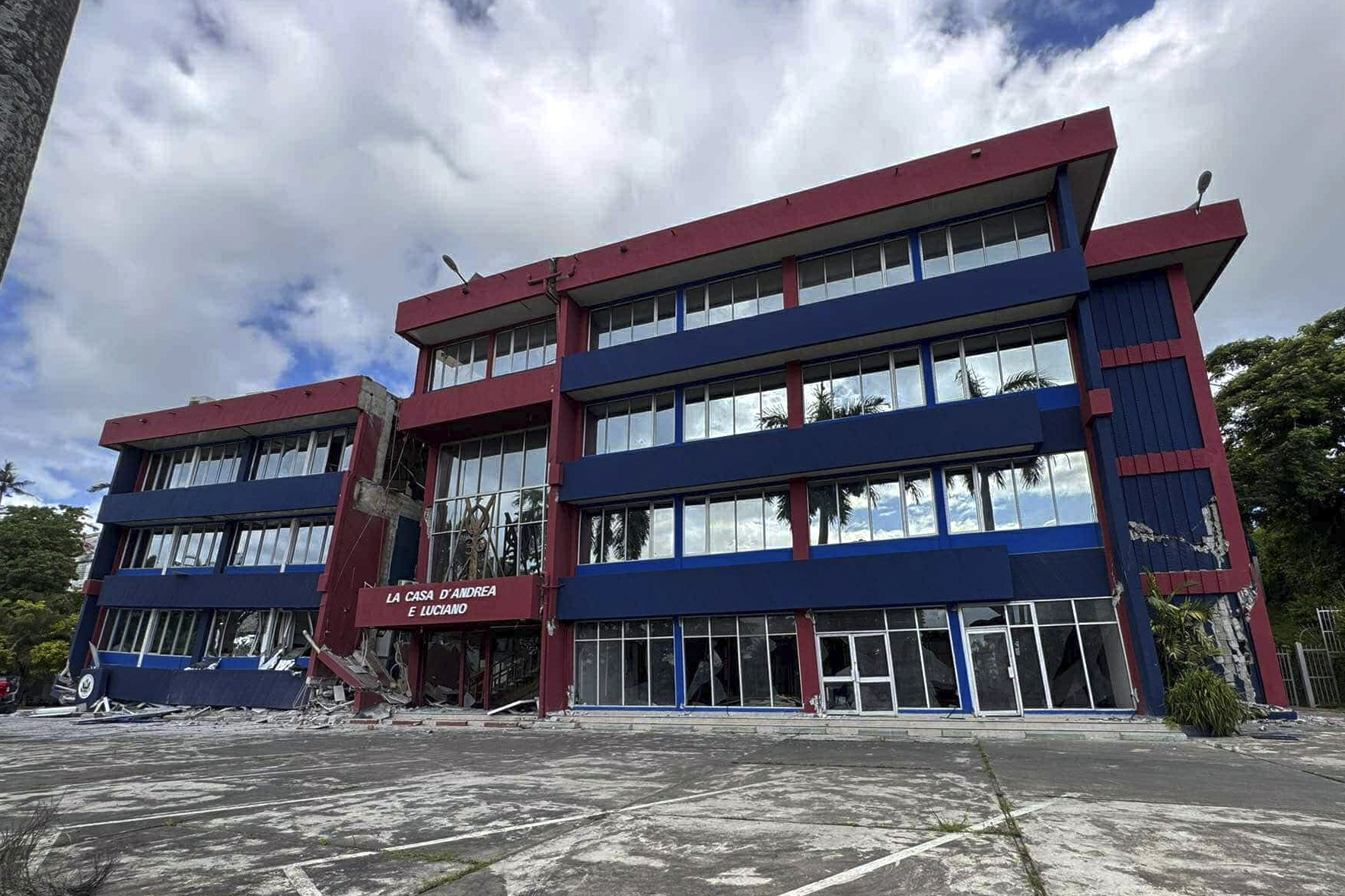 A building is seen damaged in Port Vila, Vanuatu following a powerful earthquake Tuesday, Dec. 17, 2024. (Tim Cutler via AP)