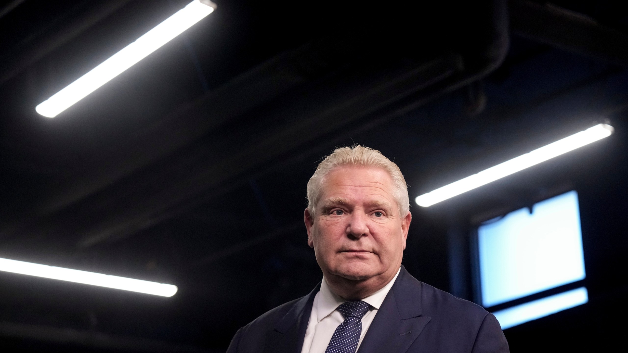 Ontario Premier Doug Ford attends a news conference at Queen's Park Legislature in Toronto, on Thursday, Dec. 12, 2024. (Chris Young/The Canadian Press via AP)