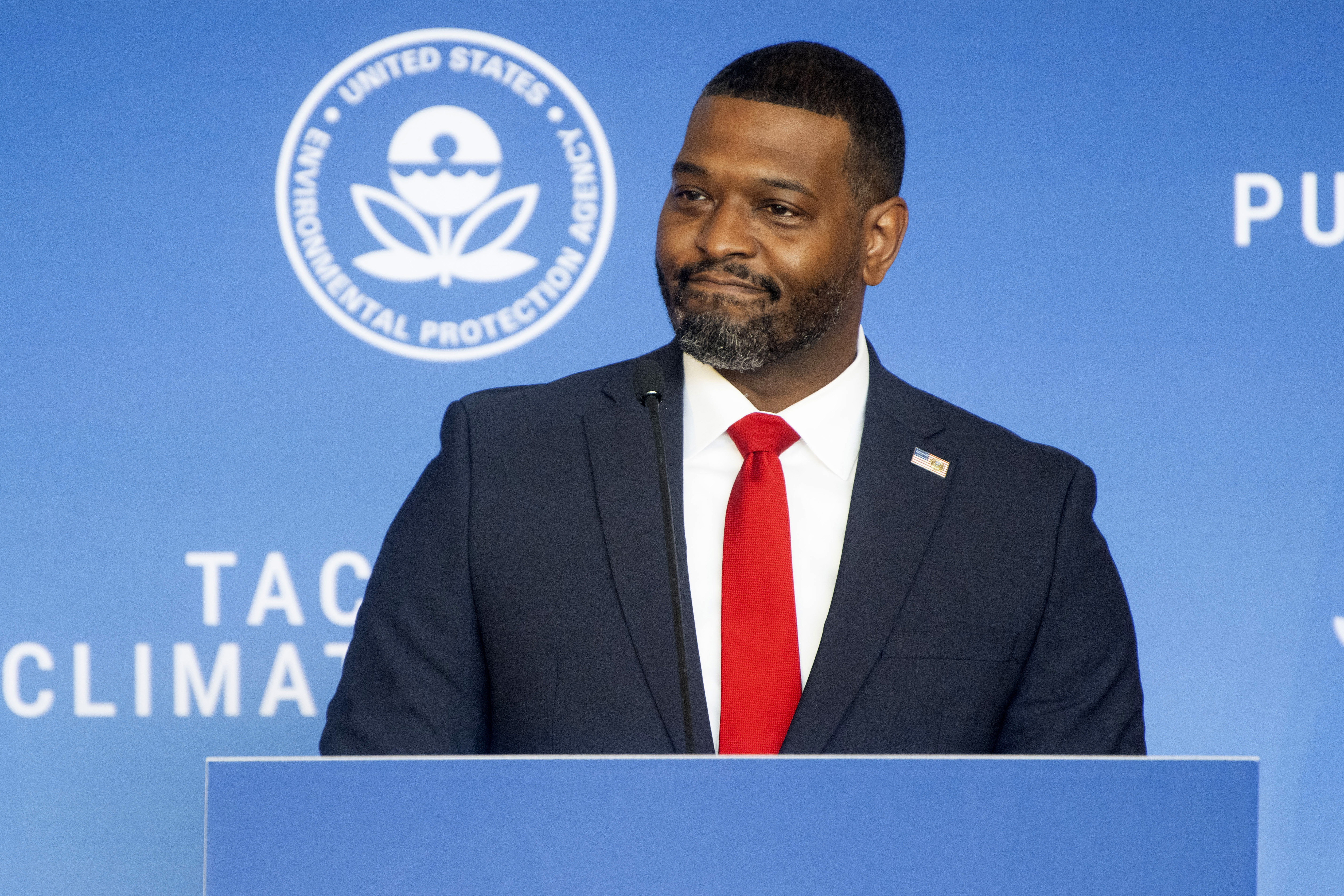 FILE - Environmental Protection Agency Administrator Michael Regan speaks at Howard University, April 25, 2024, in Washington. (AP Photo/Kevin Wolf, File)