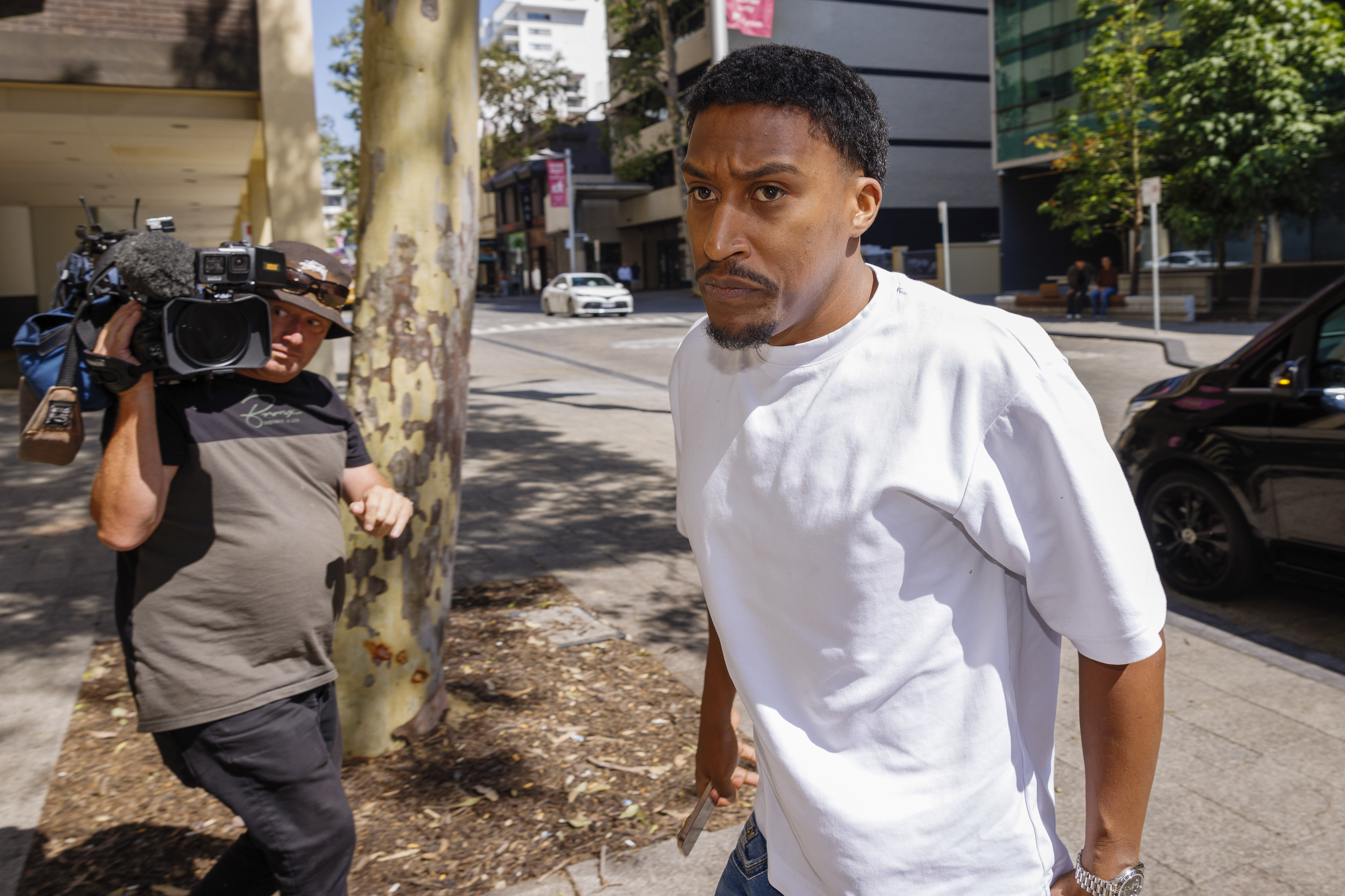 Andres Felipe Valencia Barrientos, the British YouTuber and rapper known as Yung Filly, arrives at the Perth Magistrates Court in Perth, Australia, Thursday, Dec. 19, 2024. (Richard Wainwright/AAP Image via AP)