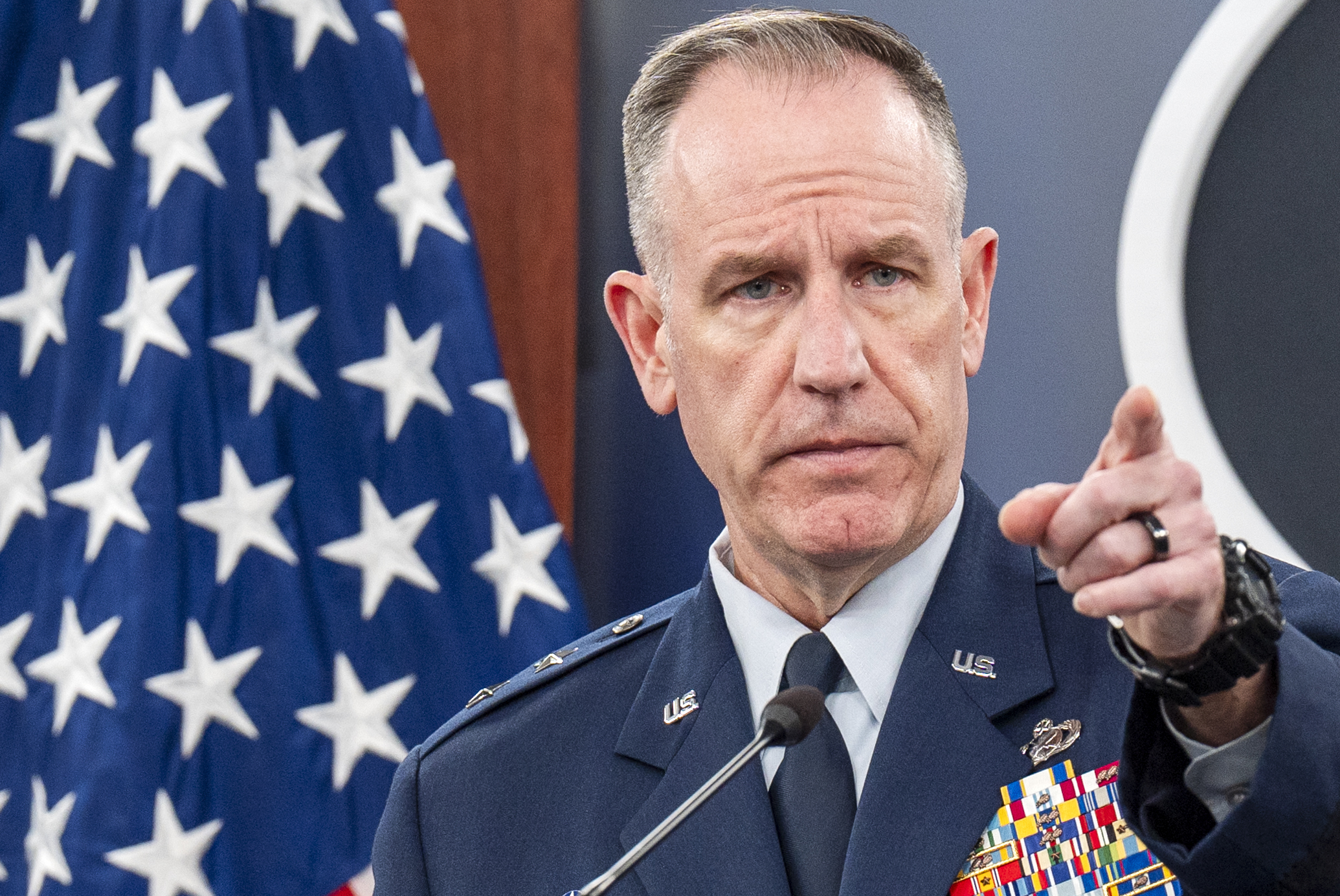 Pentagon press secretary Maj. Gen. Pat Ryder speaks during a press briefing at the Pentagon Tuesday, Dec. 17, 2024, in Washington. (AP Photo/Jacquelyn Martin)