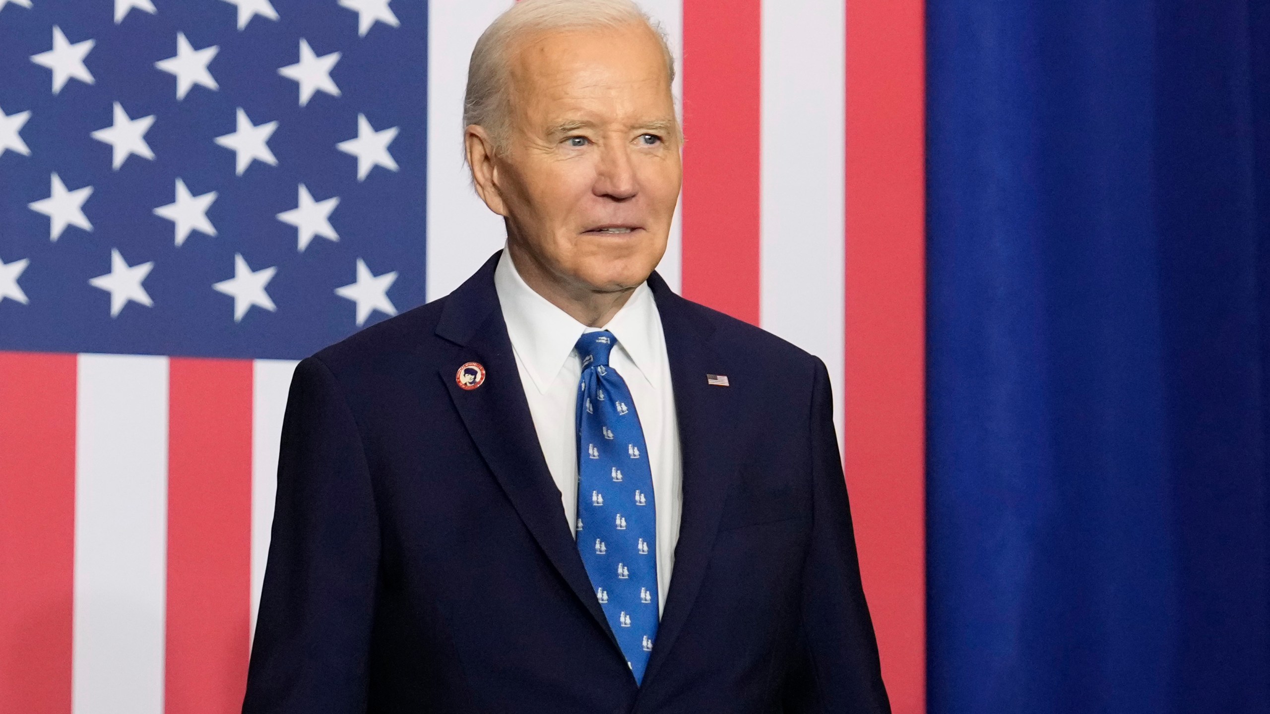 President Joe Biden arrives to speak at the Department of Labor in Washington, Monday, Dec. 16, 2024. (AP Photo/Ben Curtis)