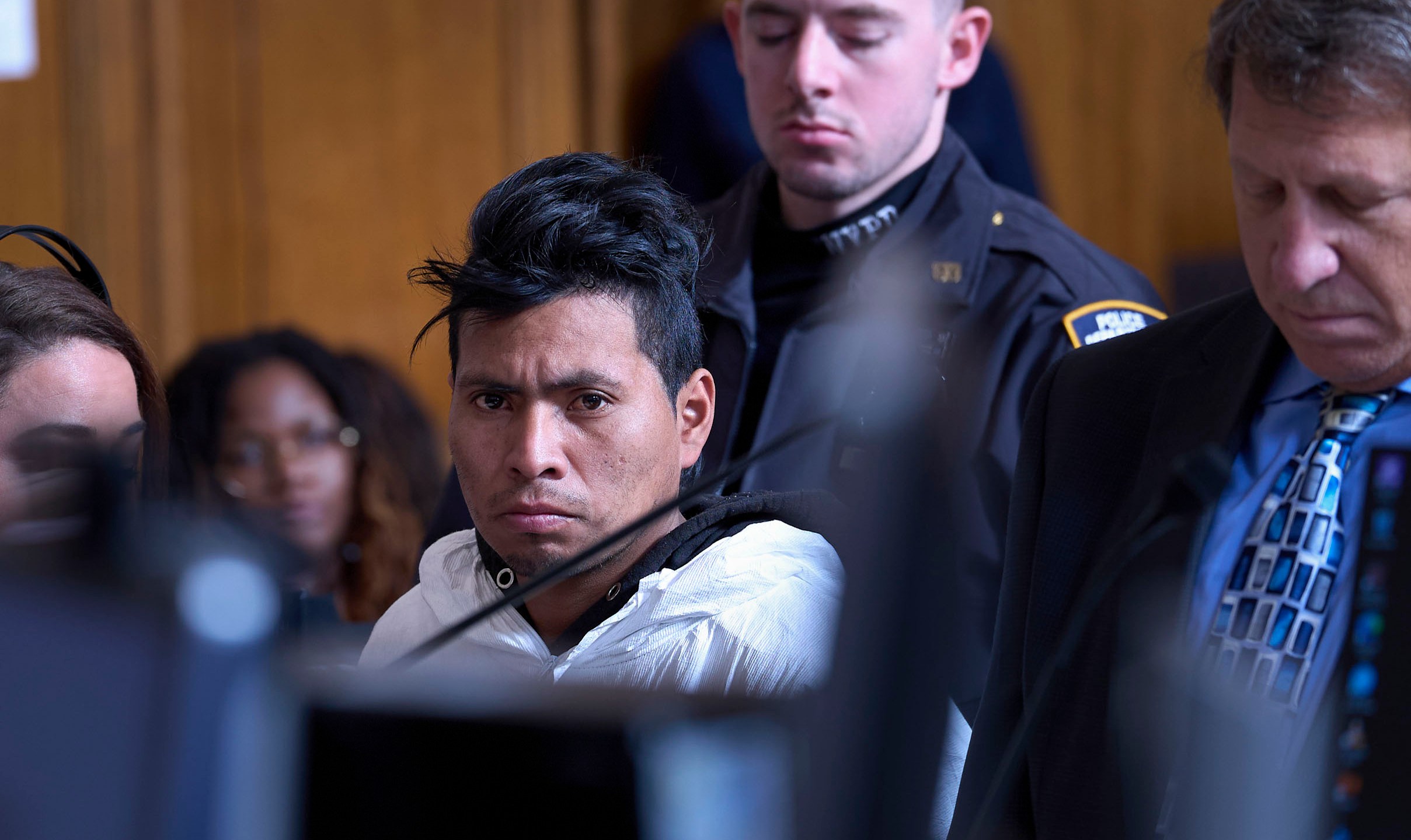 Sebastian Zapeta, accused of setting a woman on fire inside a New York City subway train, appears in court, Tuesday, Dec. 24, 2024, in New York. (AP Photo/Curtis Means via Pool)