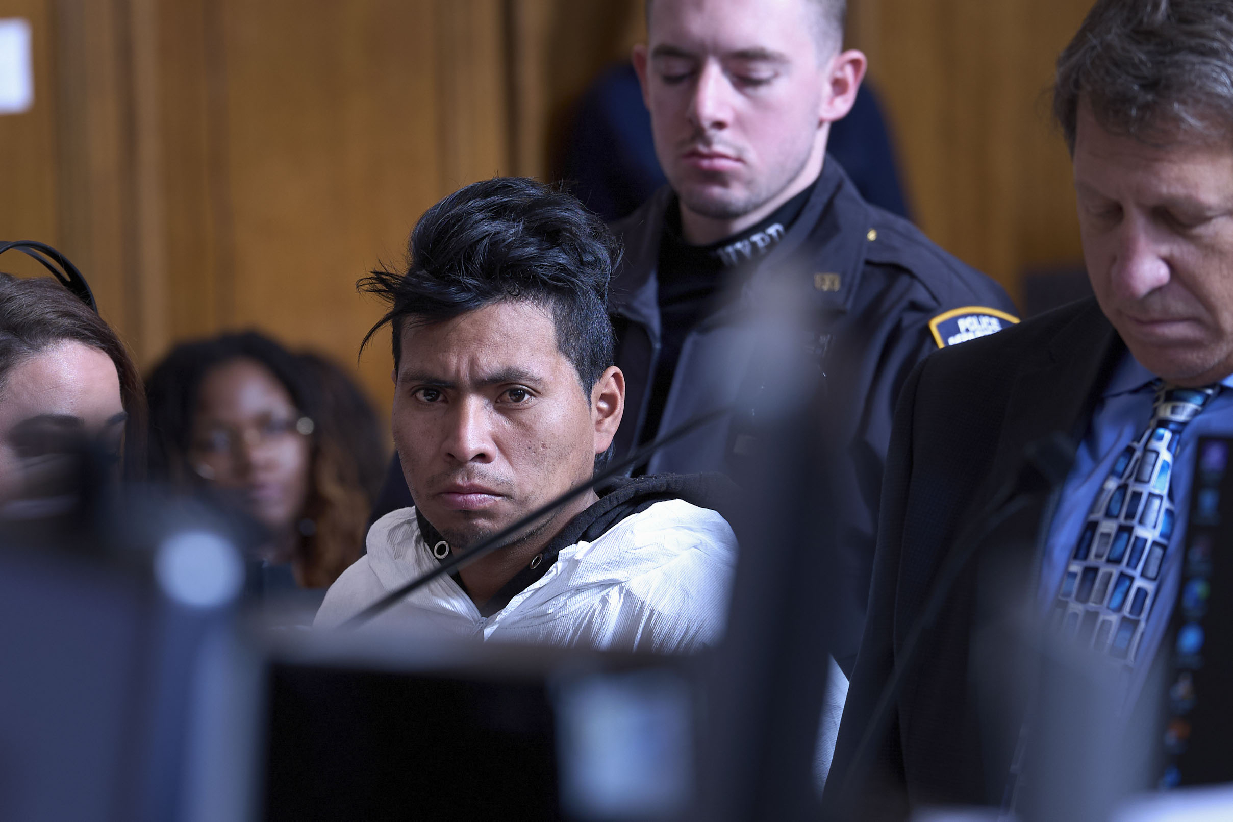 Sebastian Zapeta, accused of setting a woman on fire inside a New York City subway train, appears in court, Tuesday, Dec. 24, 2024, in New York. (AP Photo/Curtis Means via Pool)