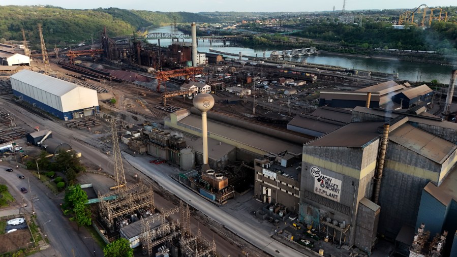 FILE - This is a portion of US Steel's Edgar Thomson Works in Braddock, Pa., on Sunday, Apr., 28, 2024. (AP Photo/Gene J. Puskar, File)