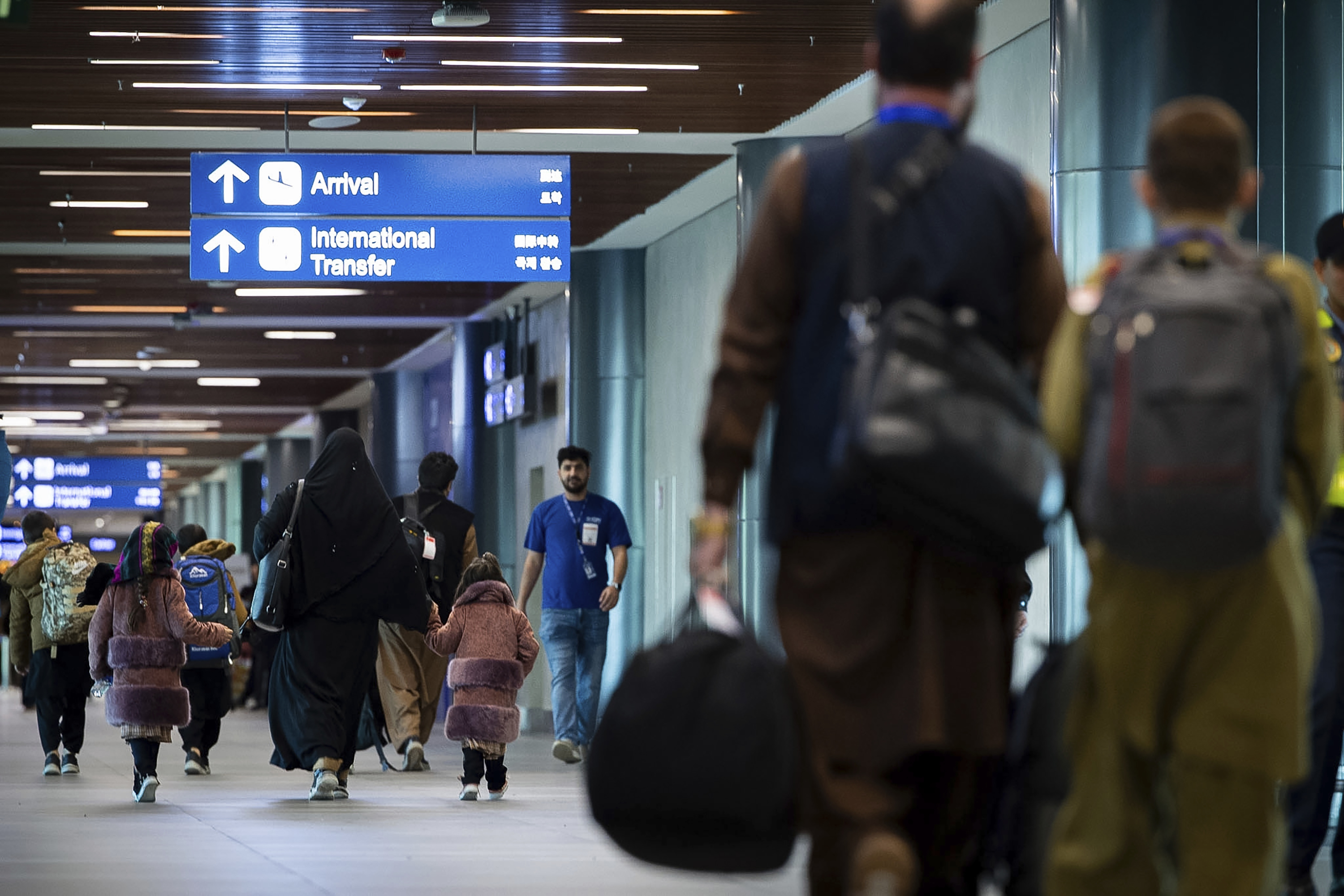 This photo provided by U.S. Embassy, Philippines, shows the arrival of Afghan U.S. Special Immigrant Visa Applicants in the Philippines Monday, Jan. 6, 2025. (U.S. Embassy, Philippines via AP)