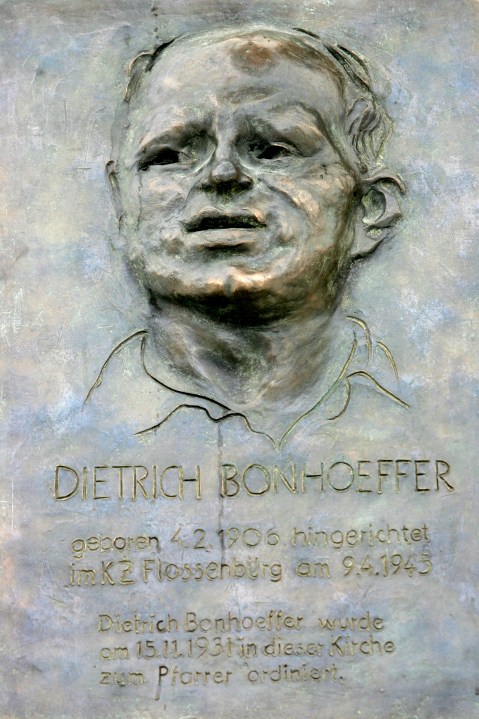 FILE - A metal plaque with a portrait of German priest Dietrich Bonhoeffer is on display at the St. Matthaeus Church in Berlin, Feb. 4, 2006. The plaque by artist Johannes Gruetzke reminds the ordination of Bonhoeffer at the church on Nov. 15, 1931. (AP Photo/Markus Schreiber, File)