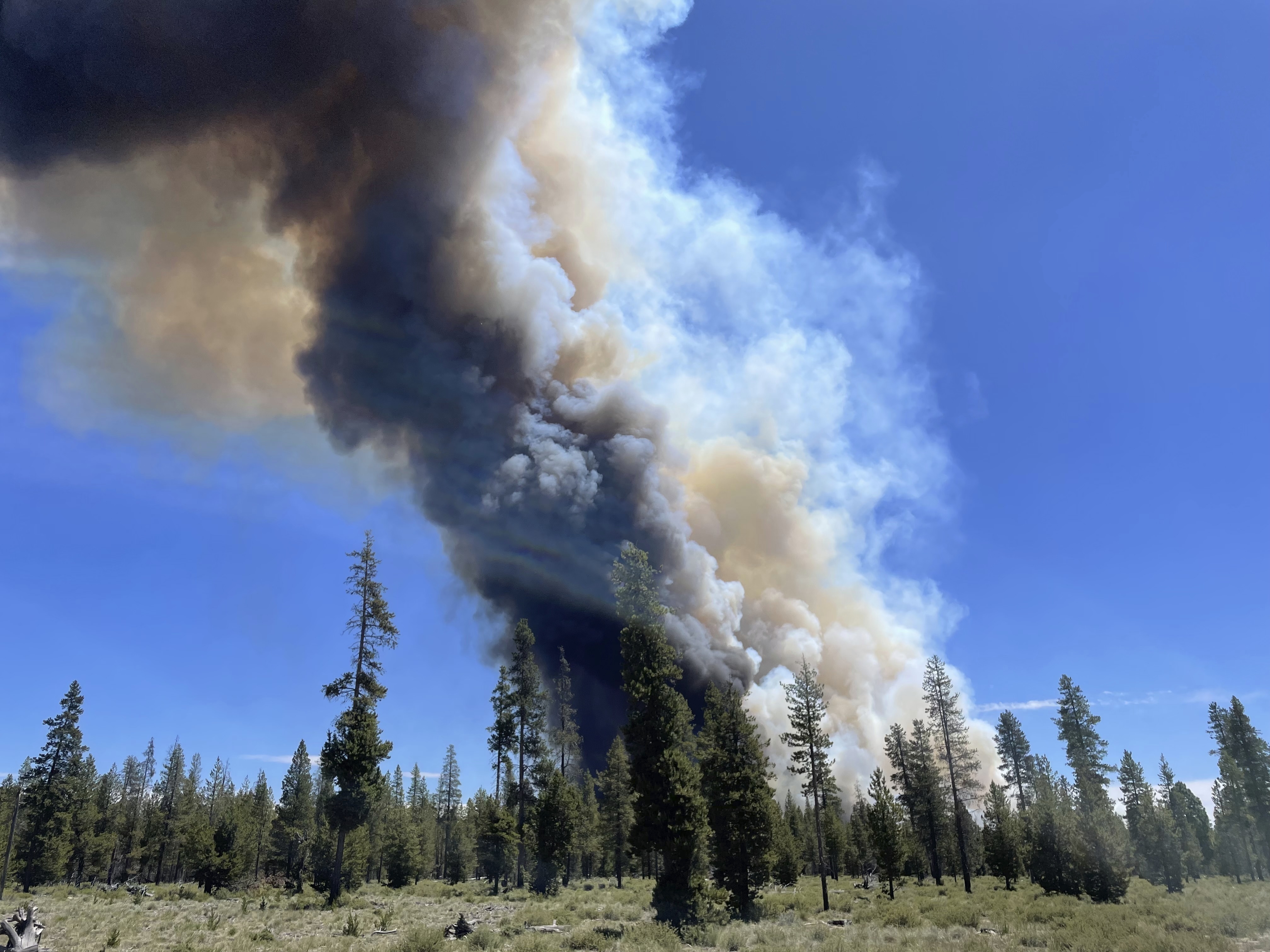 FILE - In this photo provided by the Deschutes County Sherriff's Office, smoke rises from a wildfire near La Pine, Ore., June 25, 2024. (Sgt. Kyle Kalambach/Deschutes County Sherriff's Office via AP, File)