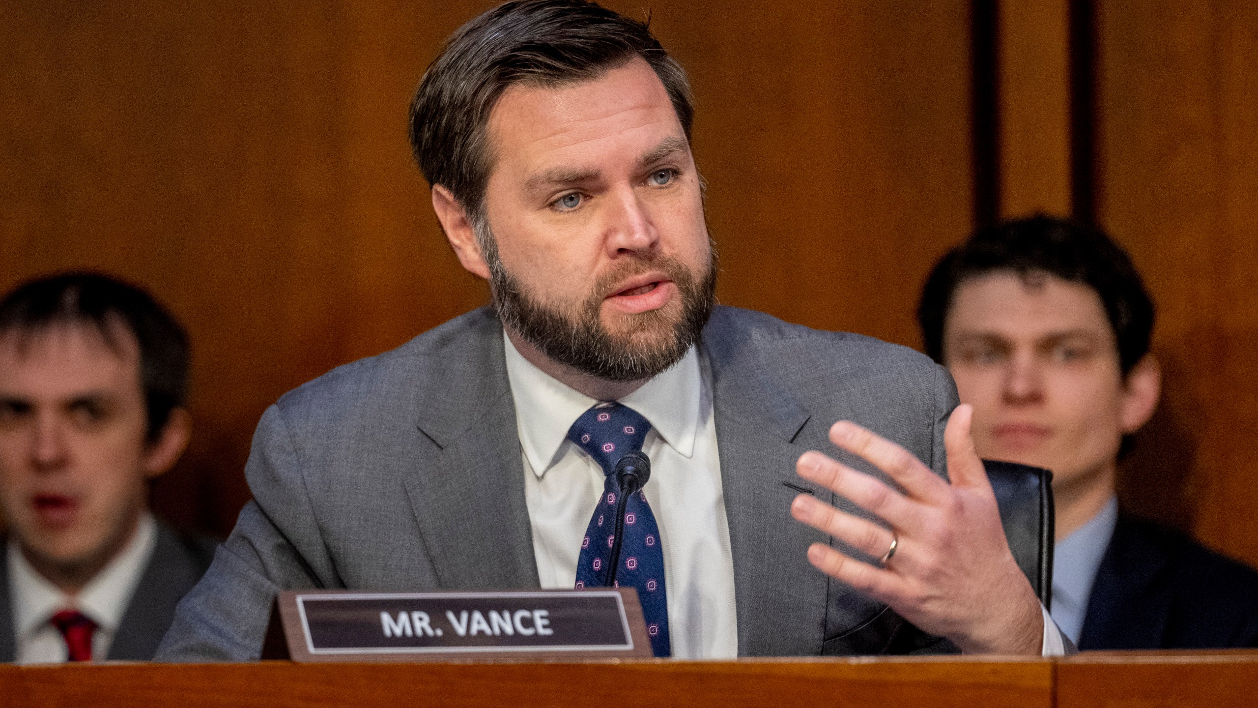 FILE - Sen. J.D. Vance, R-Ohio, speaks during a Senate Banking Committee hearing on Capitol Hill in Washington, March 7, 2023. (AP Photo/Andrew Harnik, File)