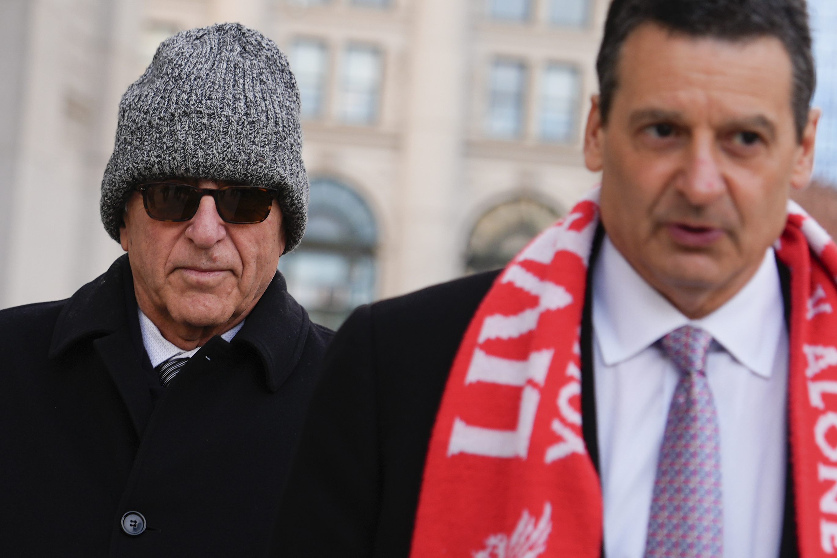 Erden Arkan, left, leaves federal court, Friday, Jan. 10, 2025, in New York, after pleading guilty to a charge alleging that he worked with a Turkish government official to funnel illegal campaign contributions to New York City Mayor Eric Adams. (AP Photo/Julia Demaree Nikhinson)