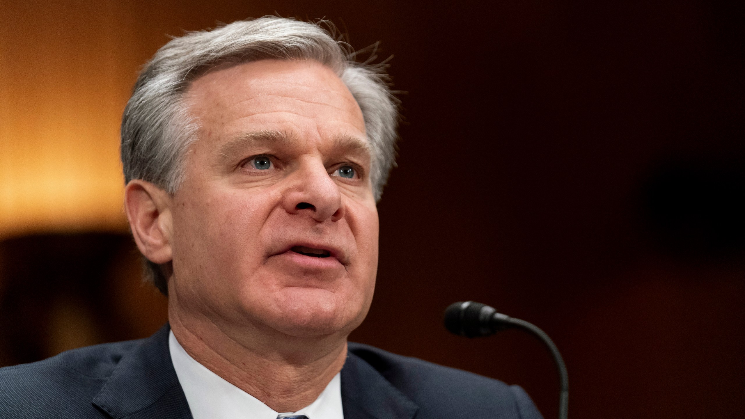 FILE - FBI Director Christopher Wray testifies during a Senate Homeland Security and Governmental Affairs Committee hearing, Oct. 31, 2023, on Capitol Hill in Washington. (AP Photo/Stephanie Scarbrough, File)