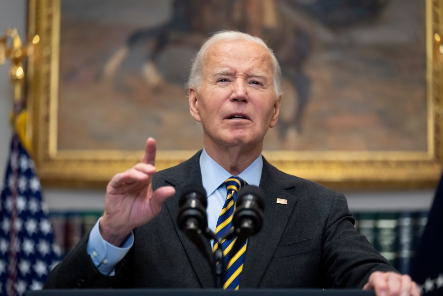 President Joe Biden speaks about today's jobs report, the state of the economy, and other topics, in the Roosevelt Room at the White House in Washington, Friday, Jan. 10, 2025. (AP Photo/Ben Curtis)