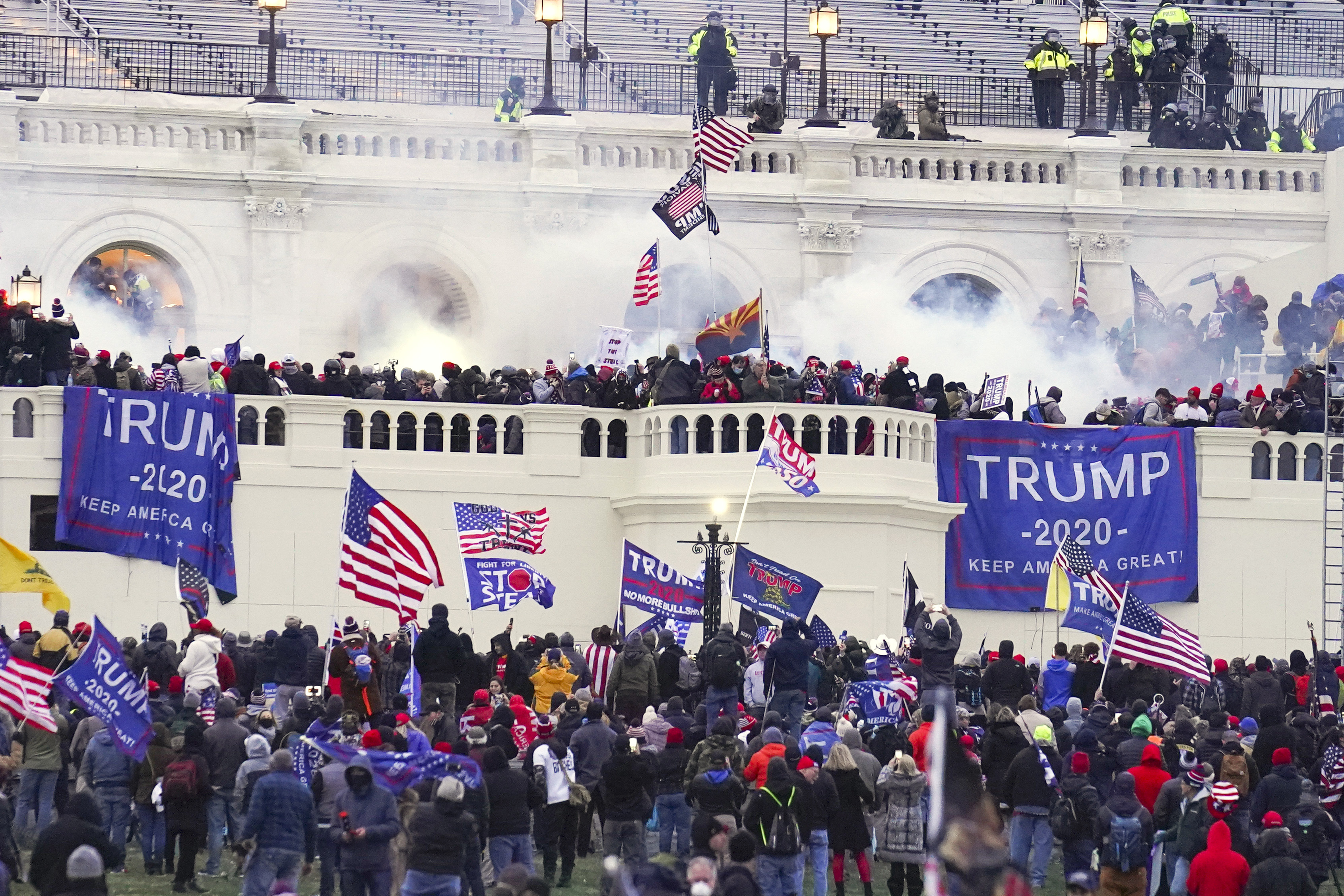 FILE - Rioters appear at the U.S. Capitol on Jan. 6, 2021, in Washington. (AP Photo/John Minchillo, File)