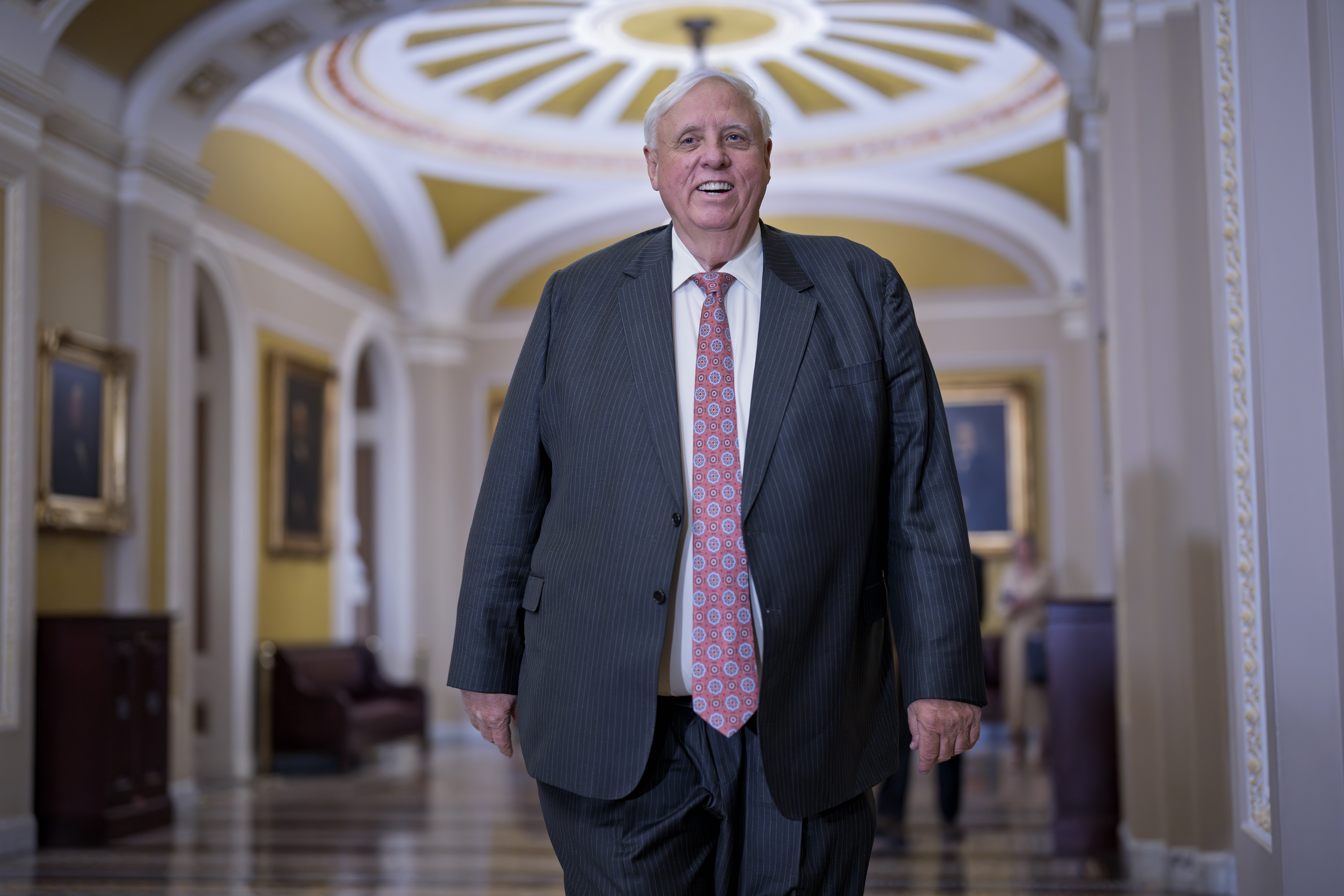 FILE - Sen.-elect Jim Justice, R-W.Va., arrives to join other Republicans in choosing new leadership, at the Capitol in Washington, Wednesday, Nov. 13, 2024. (AP Photo/J. Scott Applewhite, File)