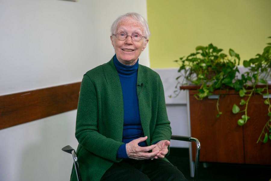 FILE - Cynthia Rosenzweig, 2022 World Food Prize recipient, meets with the media at the Columbia University Climate School in New York City, May 3, 2022. (AP Photo/Ted Shaffrey, File)