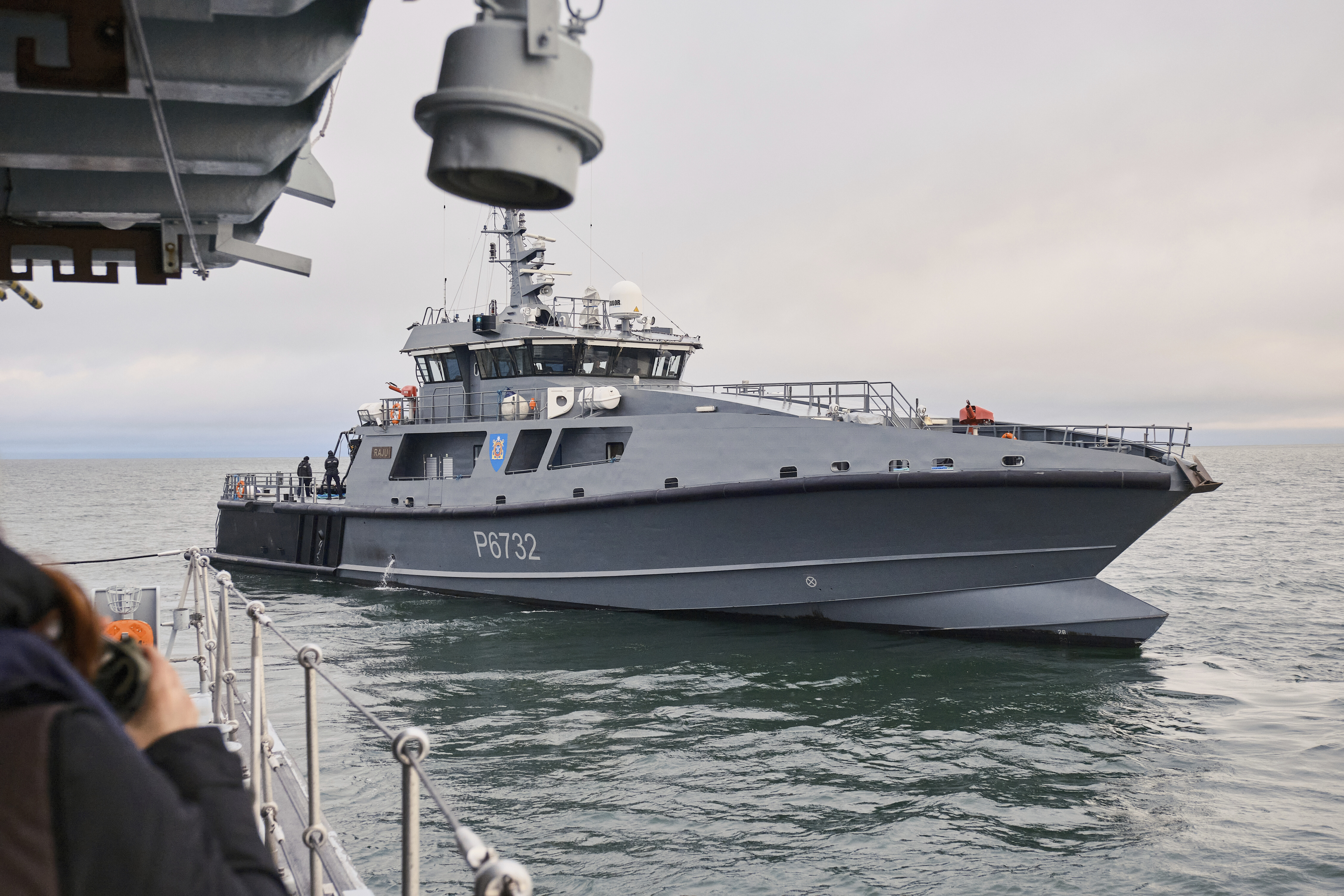 Estonian naval ships sail in the Baltic Sea on Thursday, Jan. 9, 2025, as part of stepped-up NATO patrols in the region following suspected sabotage of undersea cables. (AP Photo/Hendrik Osula)