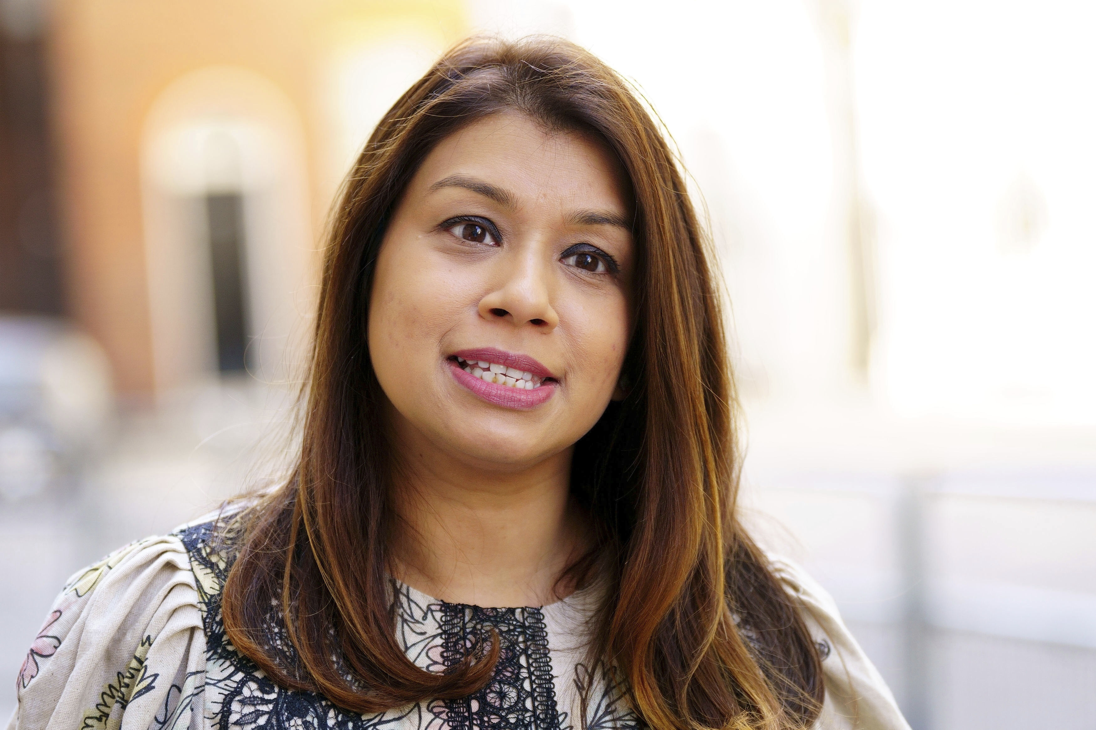 FILE - Member of Parliament Tulip Siddiq stands outside 10 Downing Street, London, May 13, 2022. (Victoria Jones/PA via AP, File)