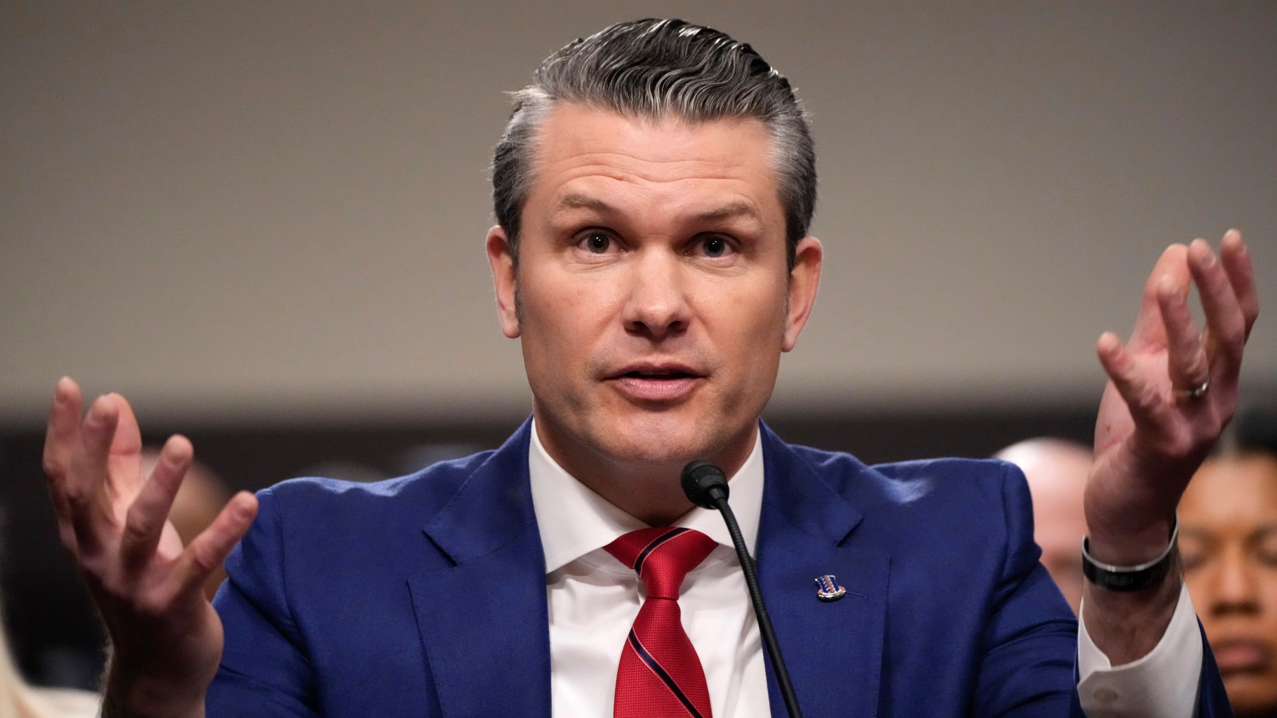 Pete Hegseth, President-elect Donald Trump's choice to be Defense secretary, appears before the Senate Armed Services Committee for his confirmation hearing, at the Capitol in Washington, Tuesday, Jan. 14, 2025. (AP Photo/Alex Brandon)