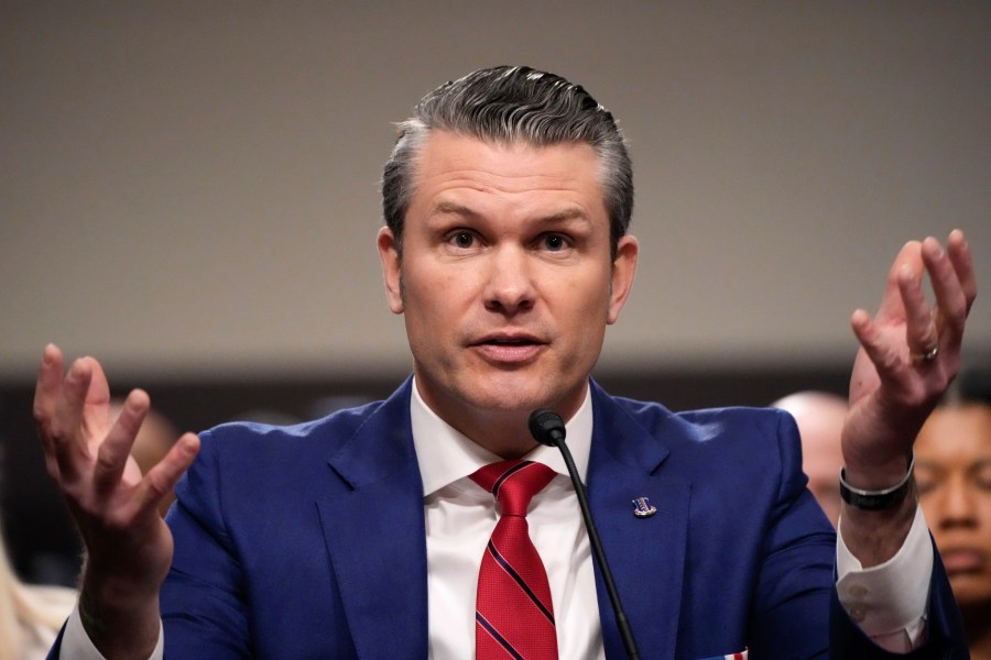 Pete Hegseth, President-elect Donald Trump's choice to be Defense secretary, appears before the Senate Armed Services Committee for his confirmation hearing, at the Capitol in Washington, Tuesday, Jan. 14, 2025. (AP Photo/Alex Brandon)