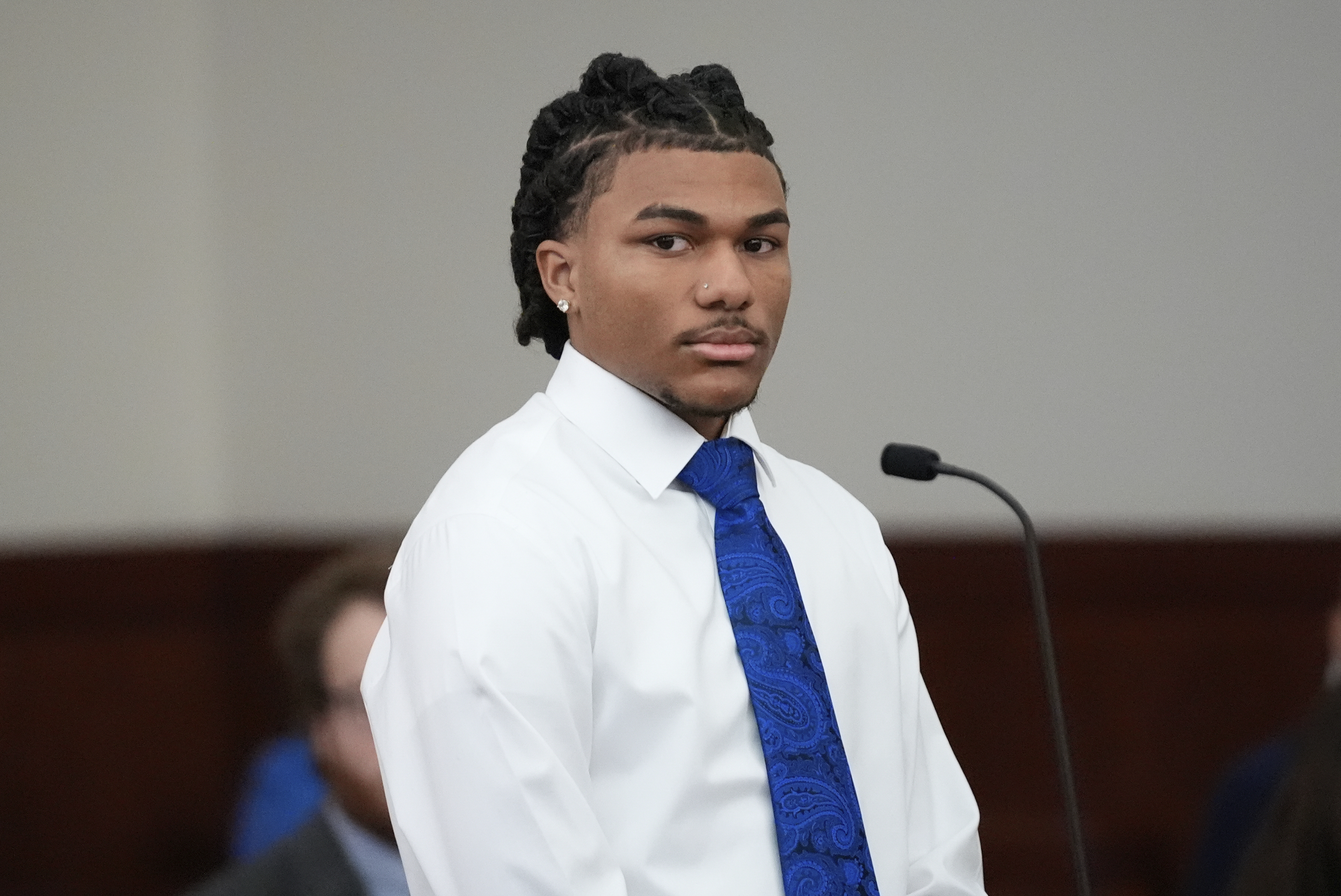 Joaquin Smith appears at district court as he and four other Massachusetts college students made their first appearance on conspiracy and kidnapping charges in Worcester, Mass, Thursday, Jan. 16, 2025. (AP Photo/Robert F. Bukaty)