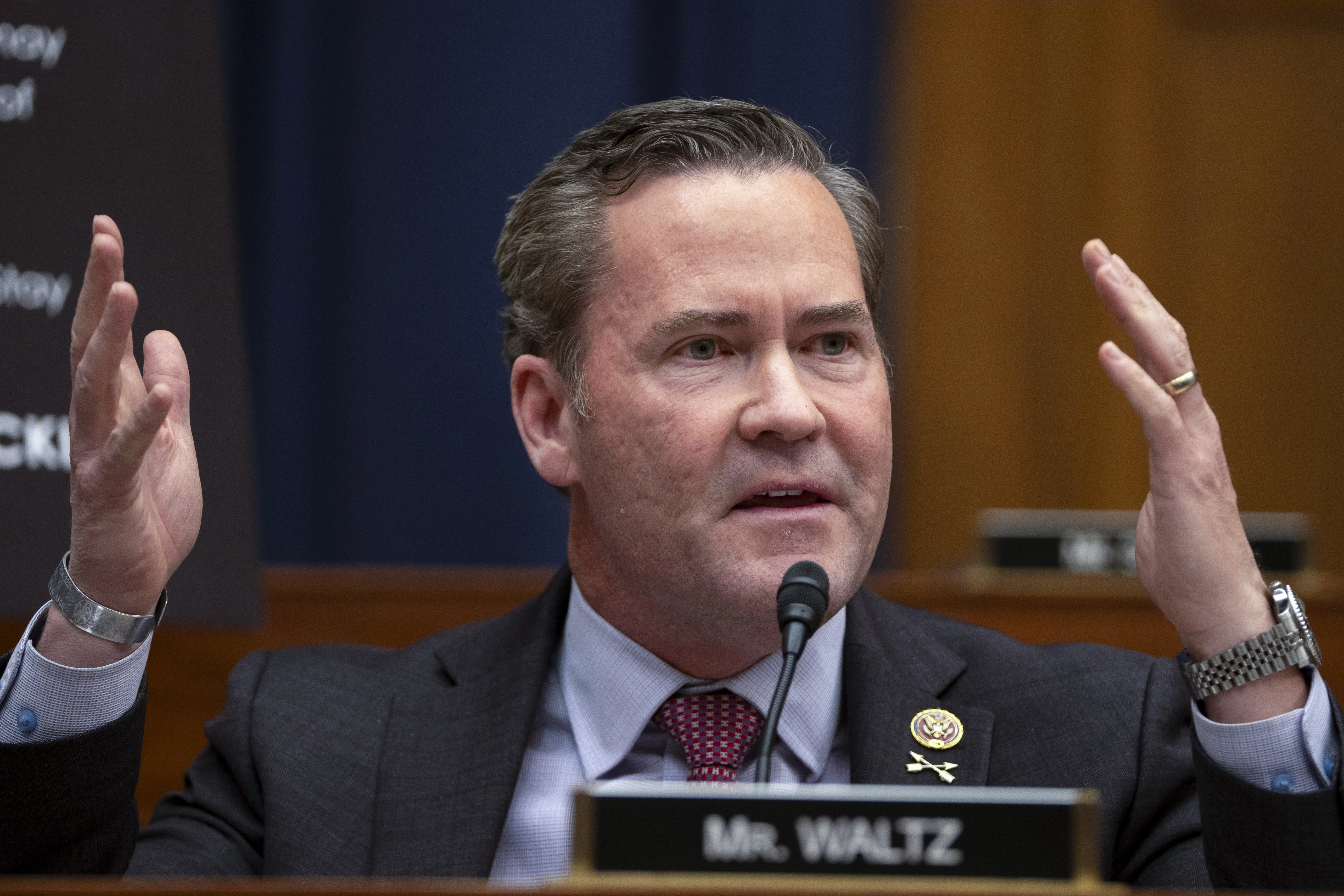 FILE - Rep. Mike Waltz, R-Fla., speaks during a hearing of the House Armed Services Committee on Capitol Hill, in Washington, on Feb. 29, 2024. (AP Photo/Mark Schiefelbein, File)