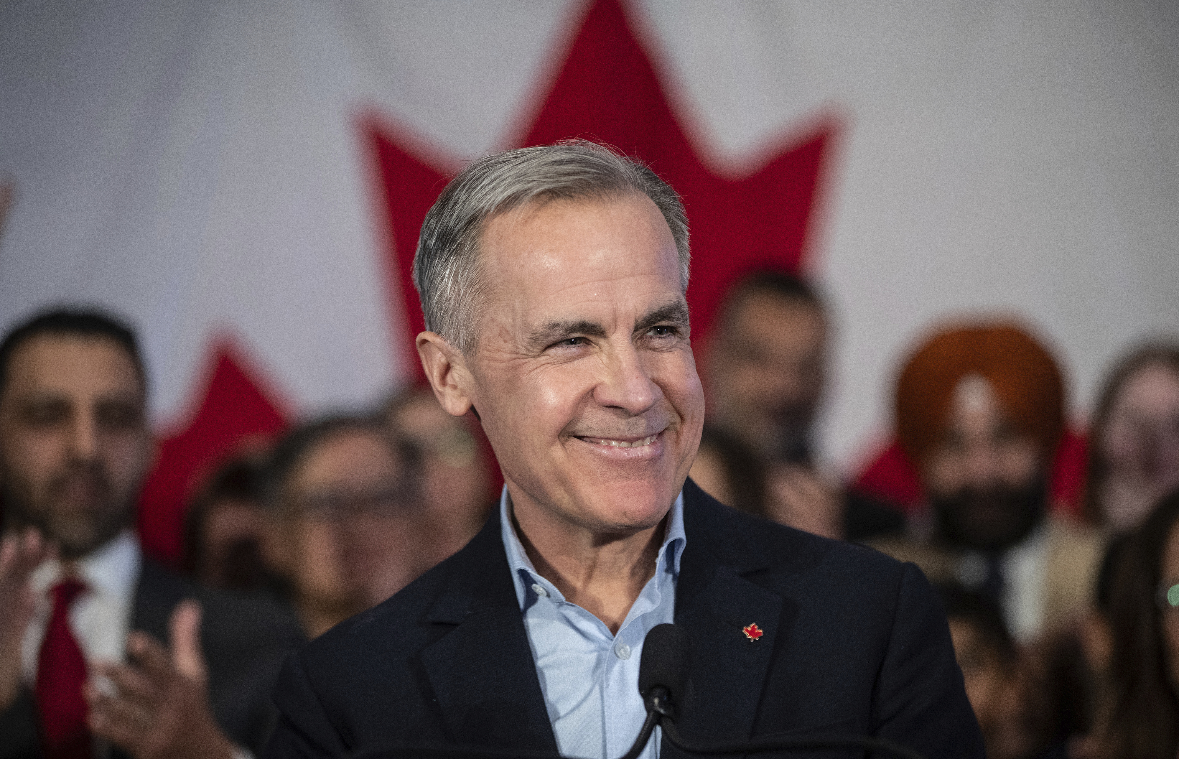 Mark Carney speaks during his Liberal leadership campaign launch in Edmonton, on Thursday Jan. 16, 2025. (Jason Franson/The Canadian Press via AP)