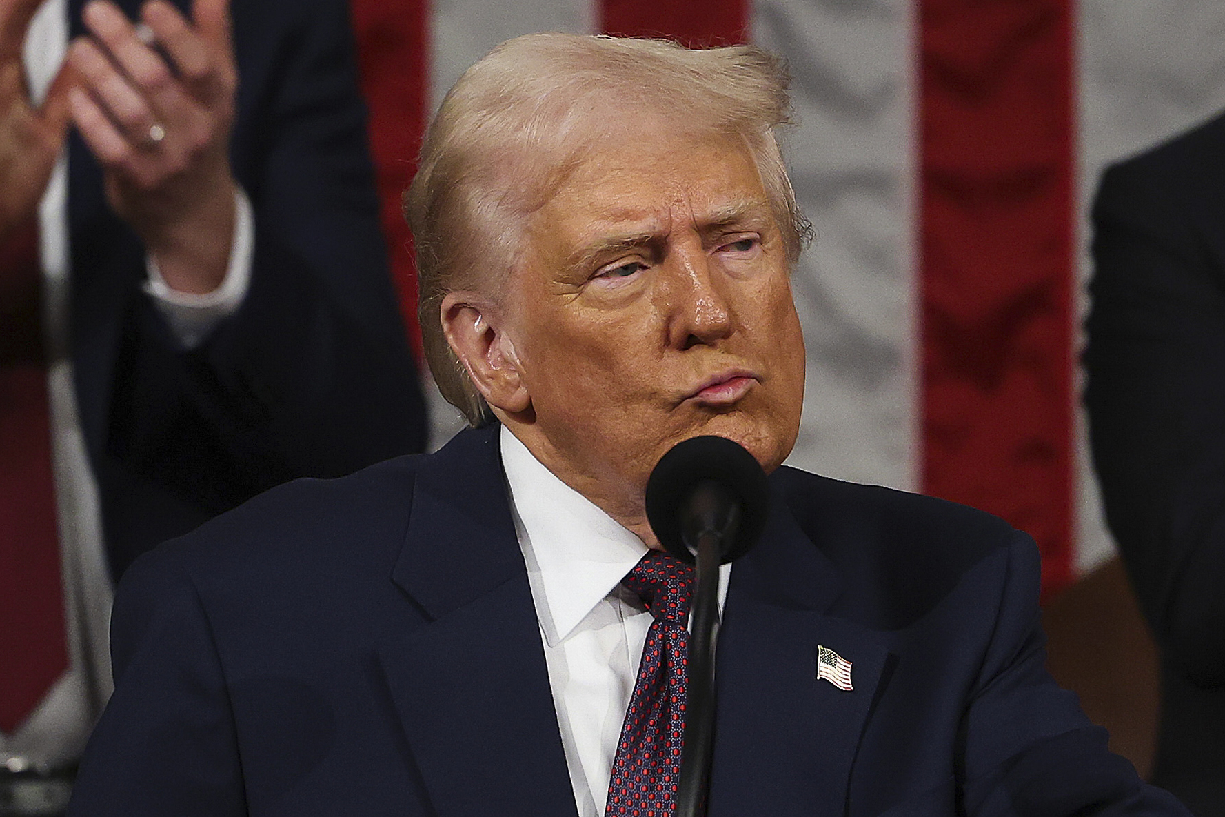 President Donald Trump addresses a joint session of Congress at the Capitol in Washington, Tuesday, March 4, 2025. (Win McNamee/Pool Photo via AP)